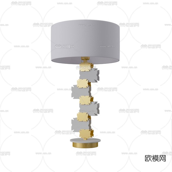 现代轻奢拼图金属块艺术台灯免费3d模型下载