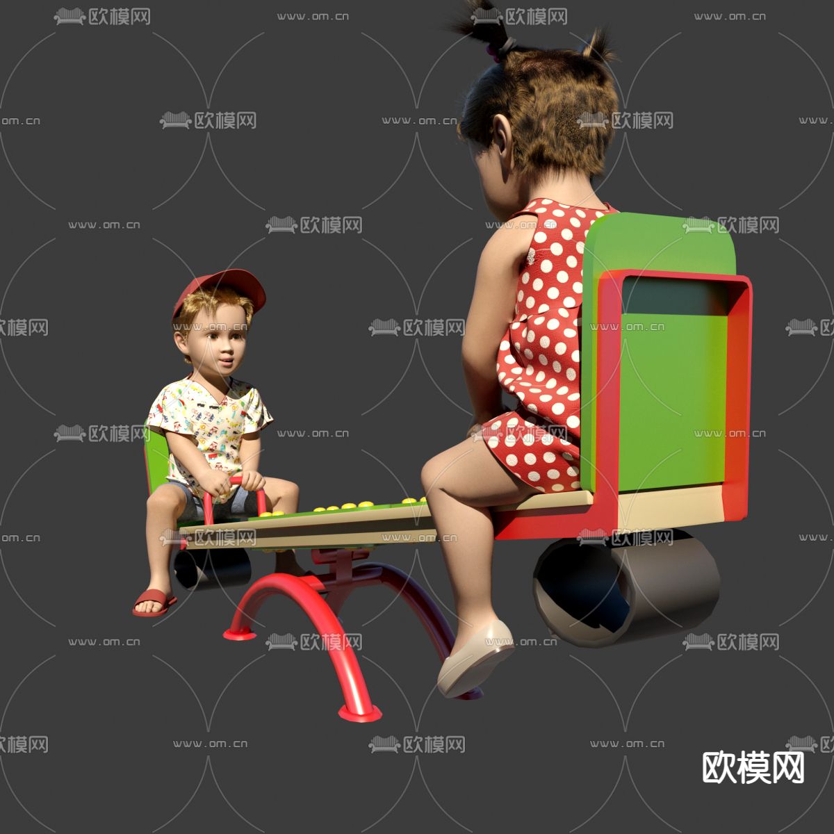现代儿童跷跷板3d模型下载