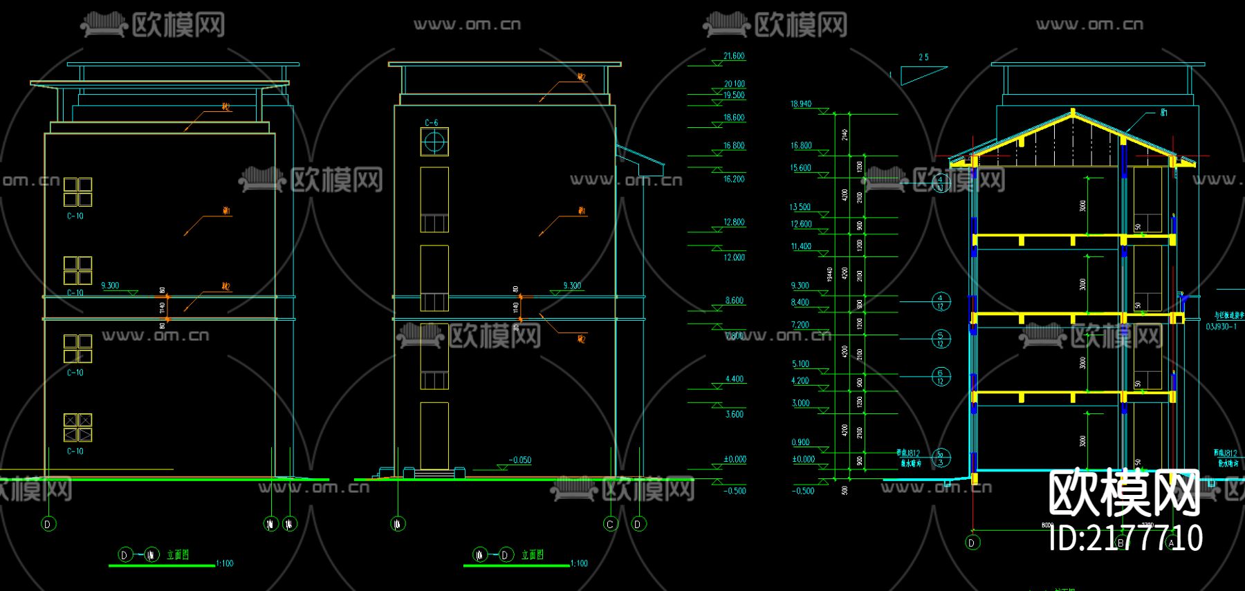 教学楼建施cad施工图下载（渲染图4）