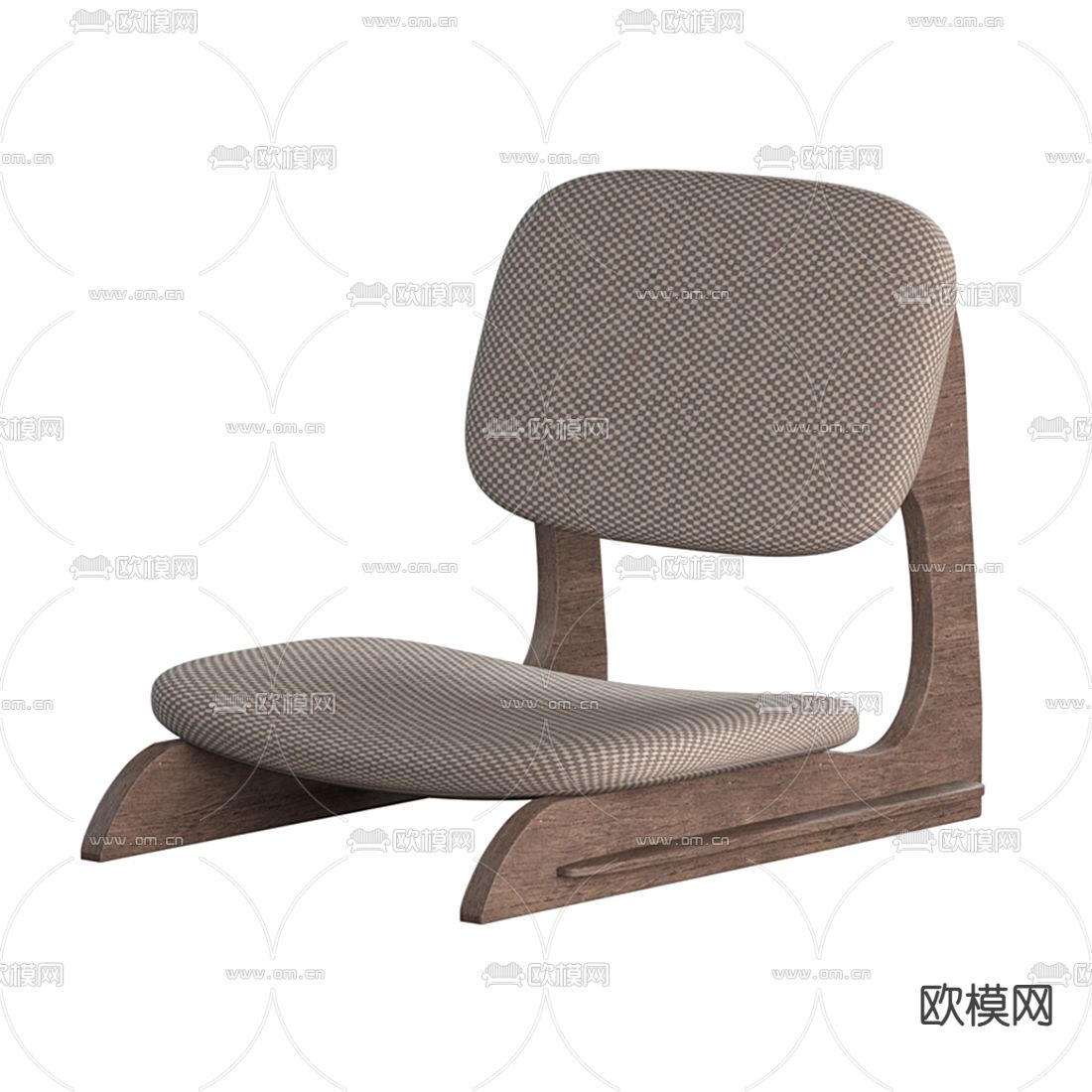 日式布艺实木餐桌椅3d模型下载（渲染图3）