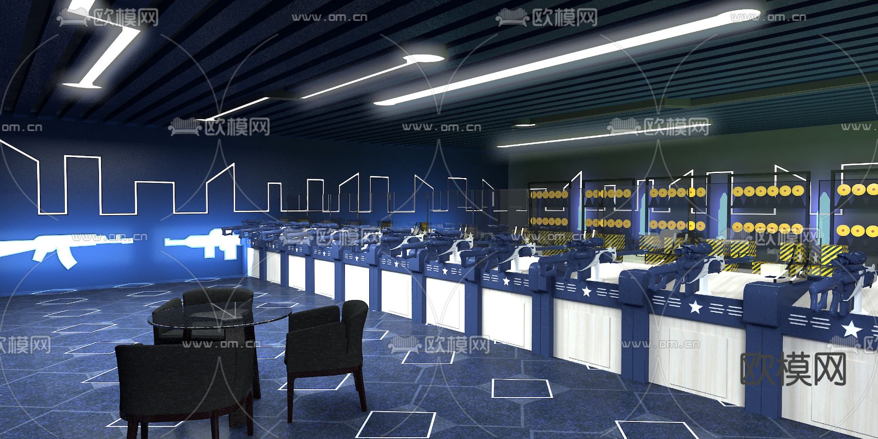 现代射击游戏游戏厅3d模型下载（渲染图3）