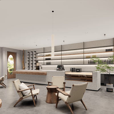  侘寂咖啡店su模型 