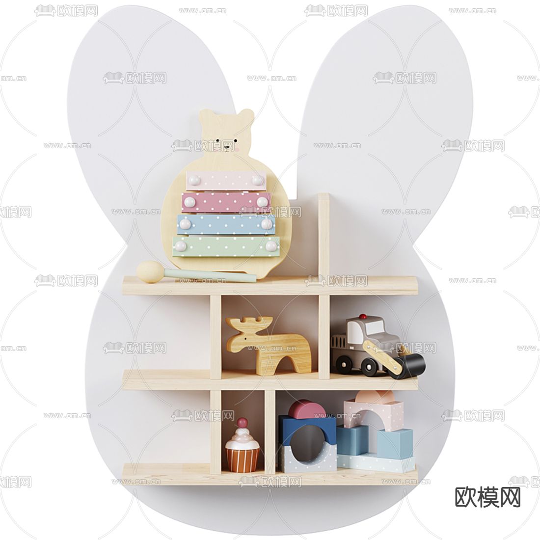 现代儿童卡通壁柜3d模型下载（渲染图3）