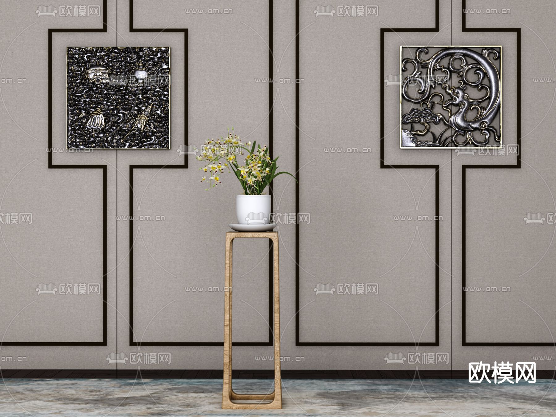 黄花绿植盆栽3d模型下载