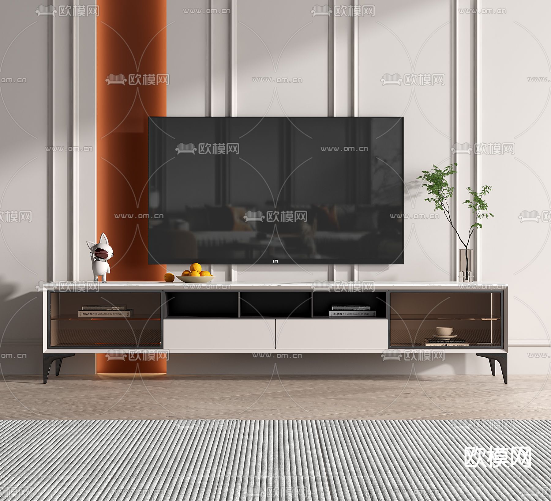 现代烤漆电视柜3d模型下载_ID12014826_3dmax免费模型-欧模网