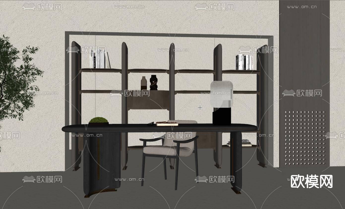 现代书桌椅su模型下载（渲染图4）