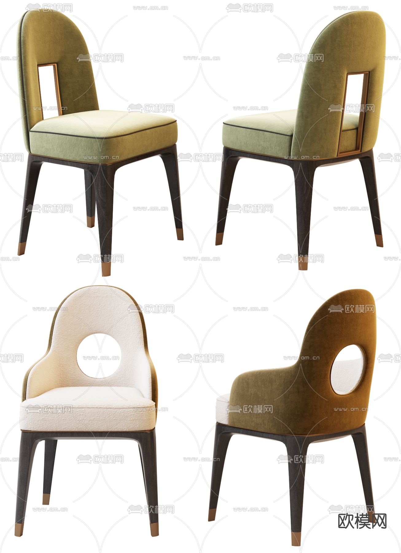 现代绒布单椅su模型下载（渲染图1）