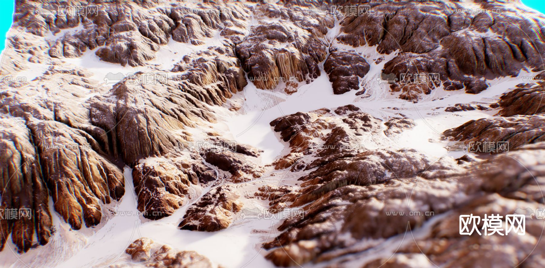 现代雪山山脉3d模型下载（渲染图2）