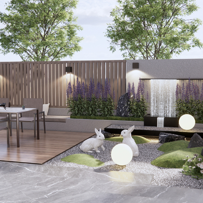  现代庭院花园su模型 