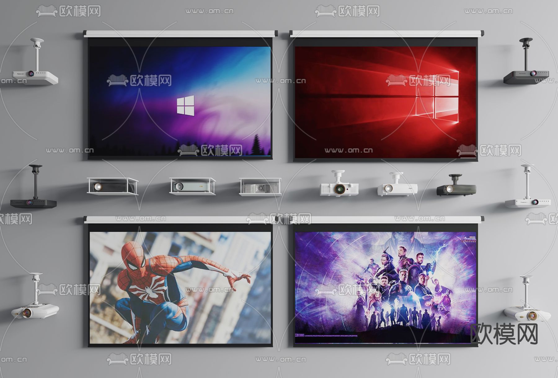 投影仪投影幕布3d模型