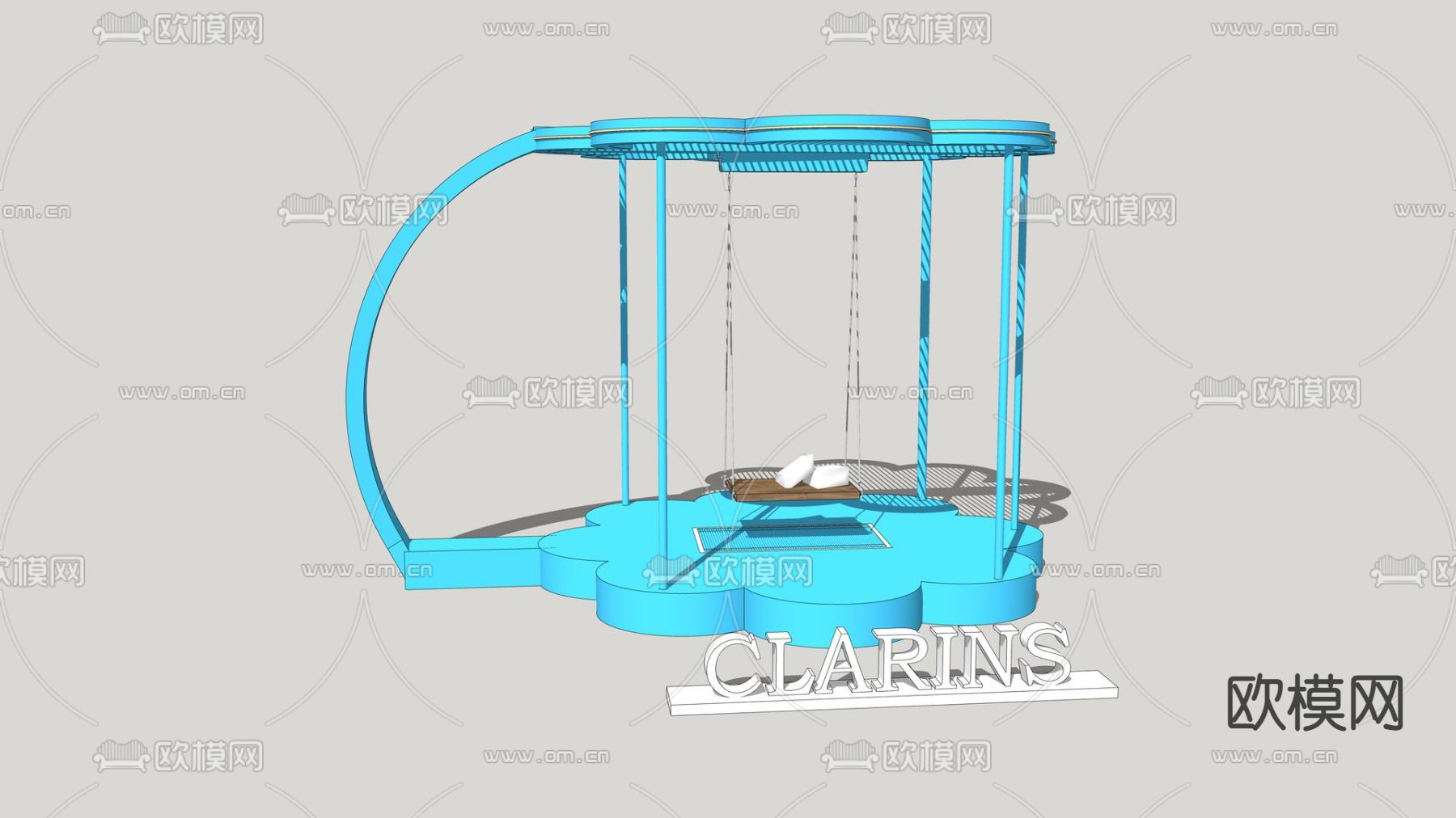 现代户外秋千吊椅su模型下载（渲染图2）