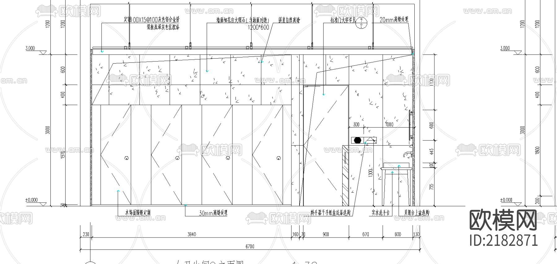 卫生间cad施工图下载（渲染图3）