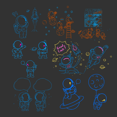  现代霓虹灯su模型 