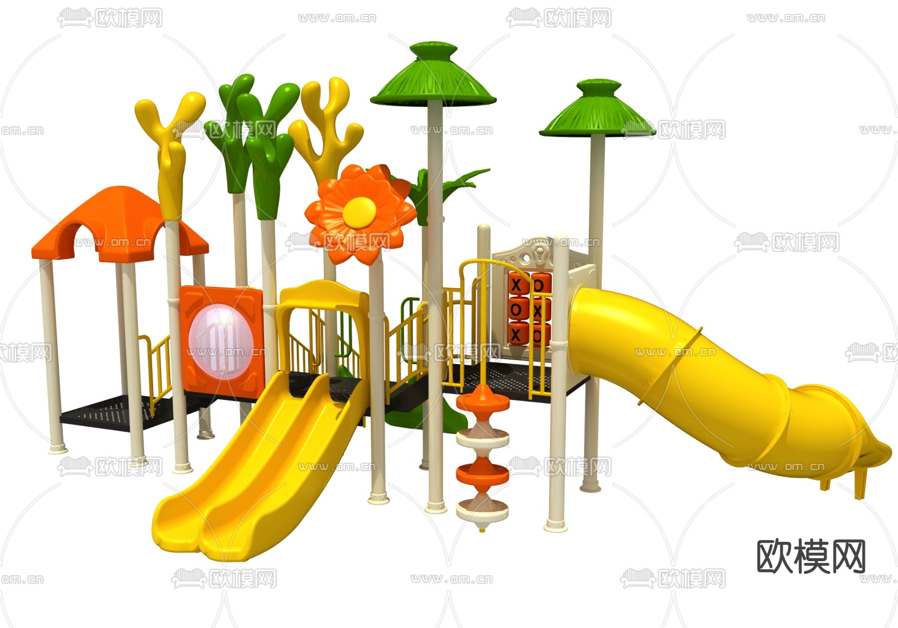 现代儿童滑梯3d模型下载（渲染图1）