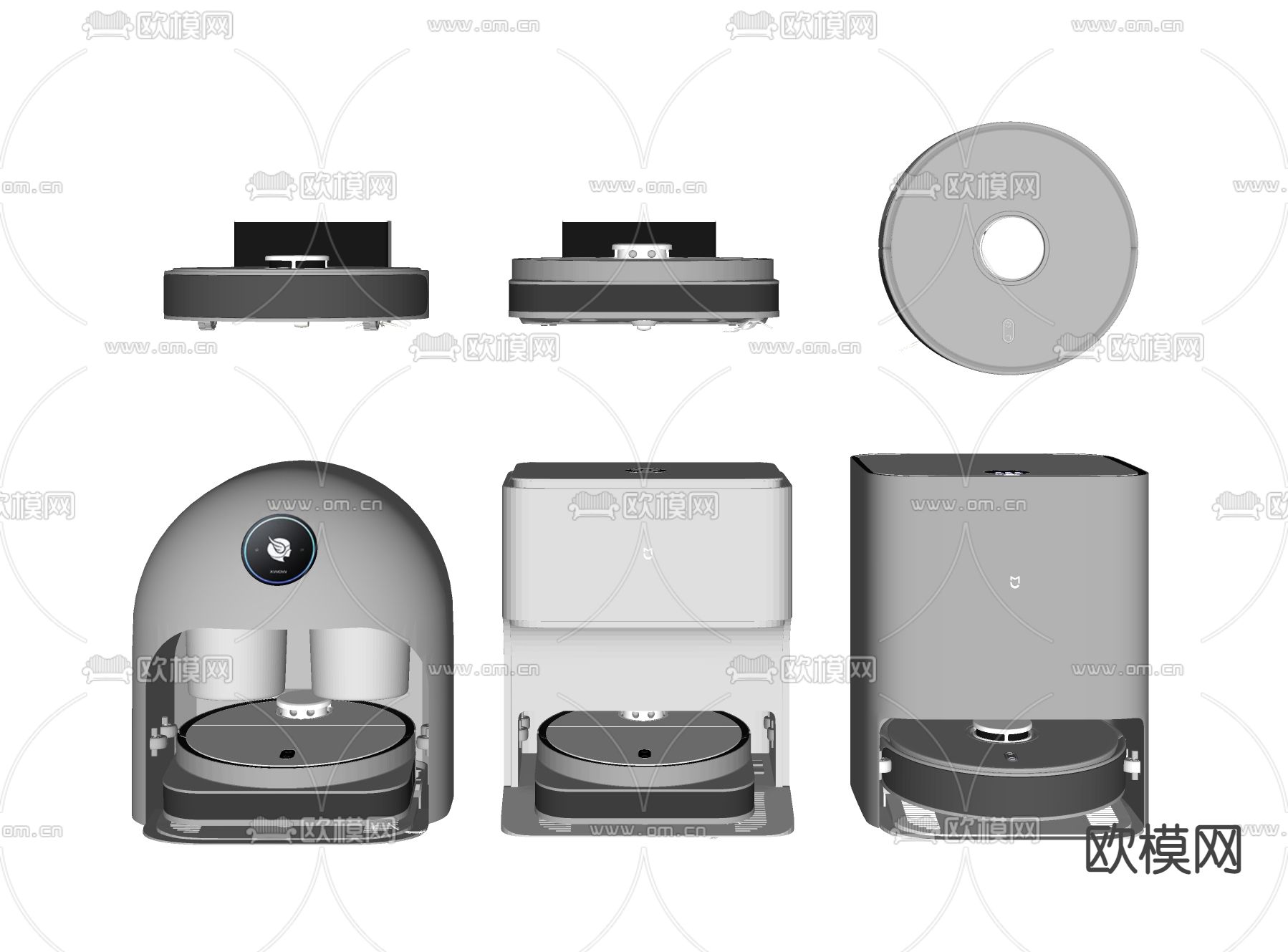 现代扫拖一体机扫地机su模型下载（渲染图2）
