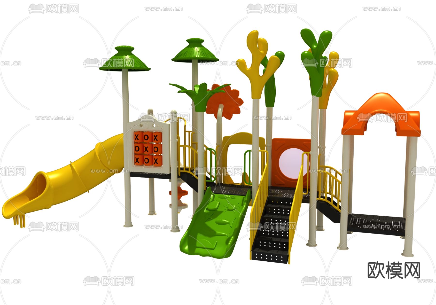 现代儿童滑梯3d模型下载（渲染图2）