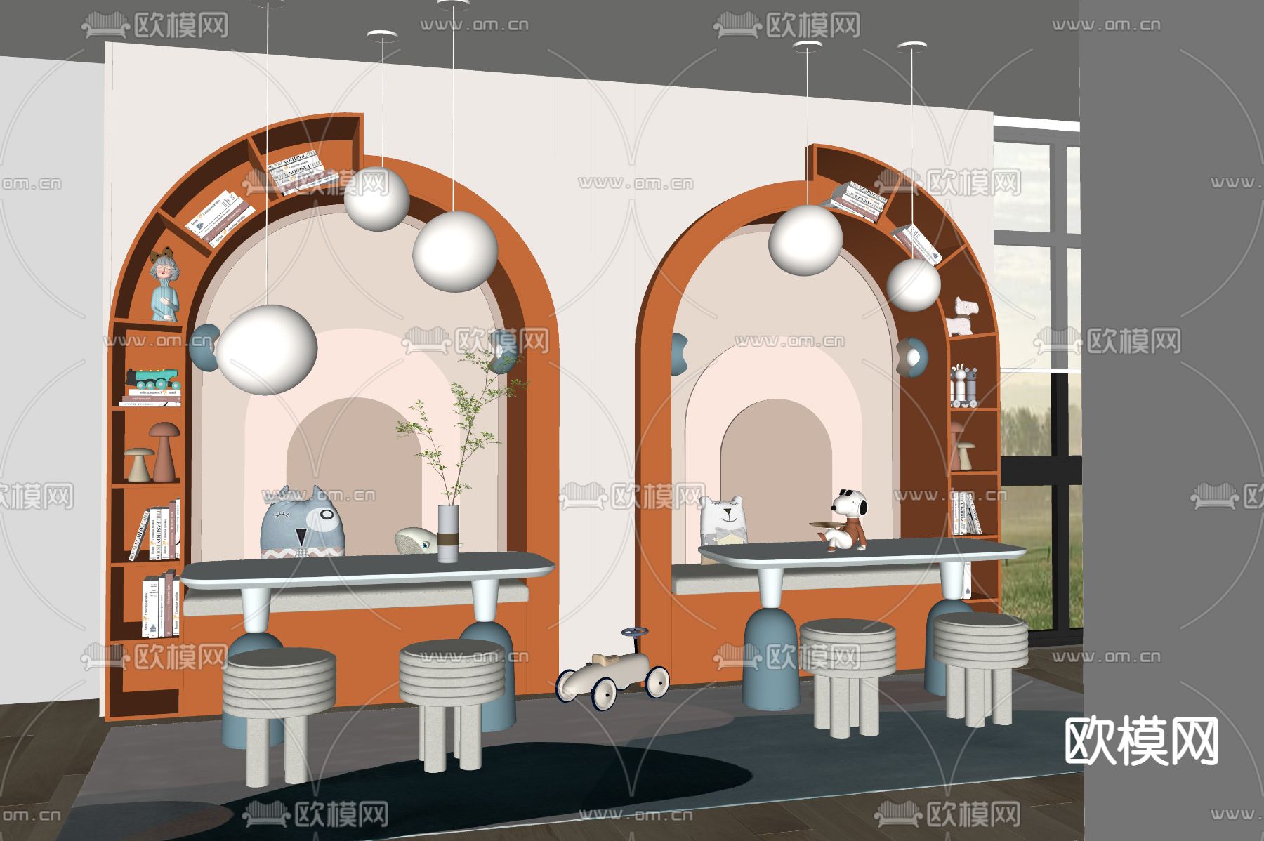 现代儿童娱乐区su模型下载（渲染图2）