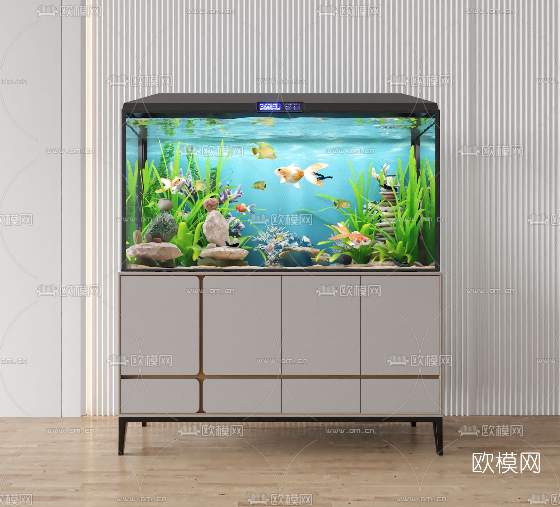 现代鱼缸3d模型下载