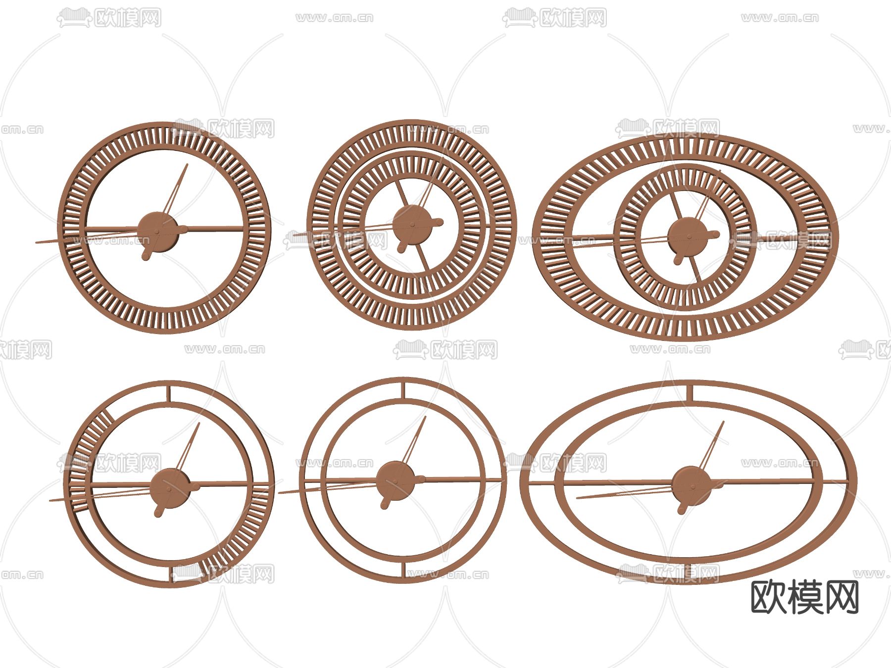 现代金属墙钟su模型下载（渲染图2）