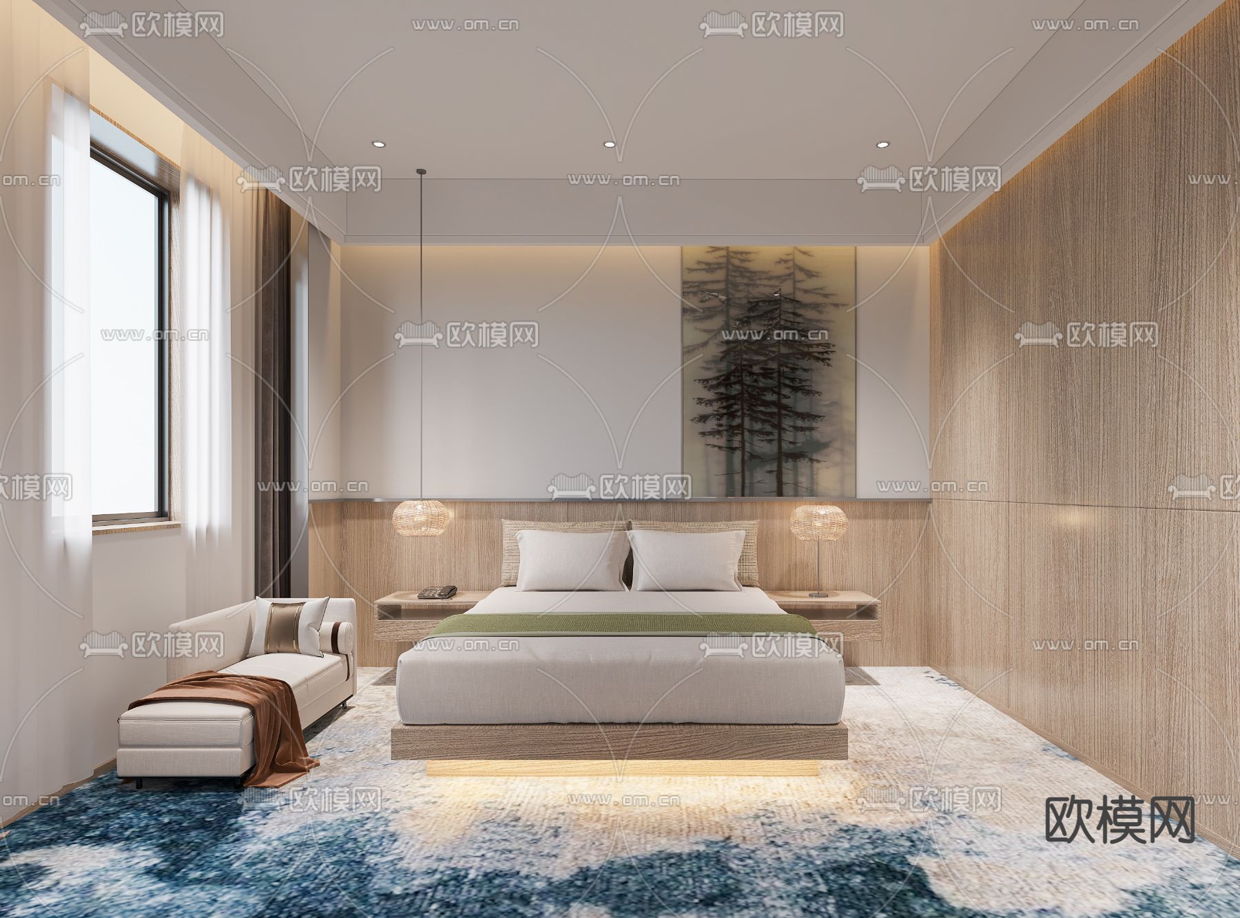 日式卧室免费3d模型下载（渲染图1）