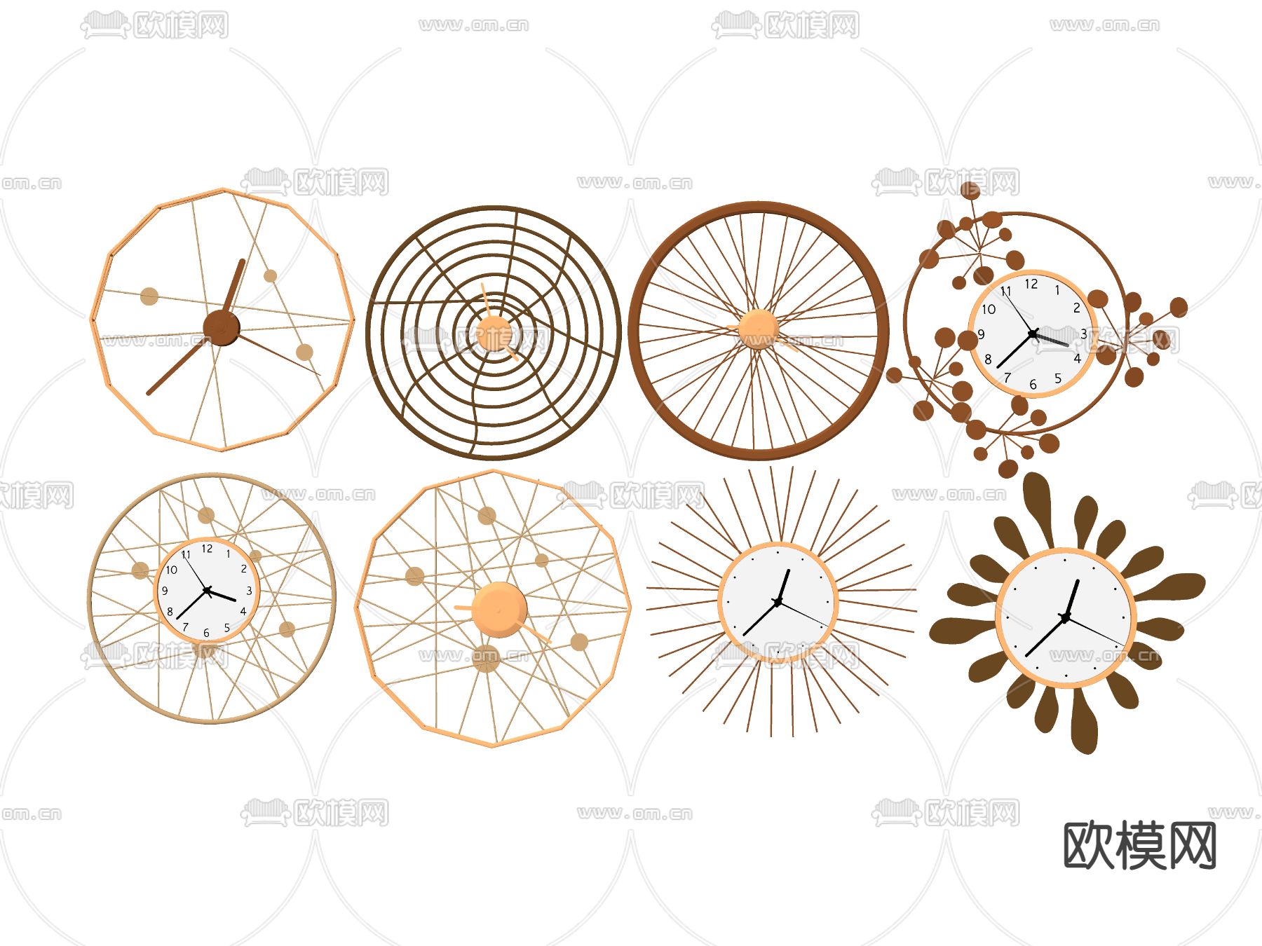 现代金属墙钟su模型下载（渲染图2）
