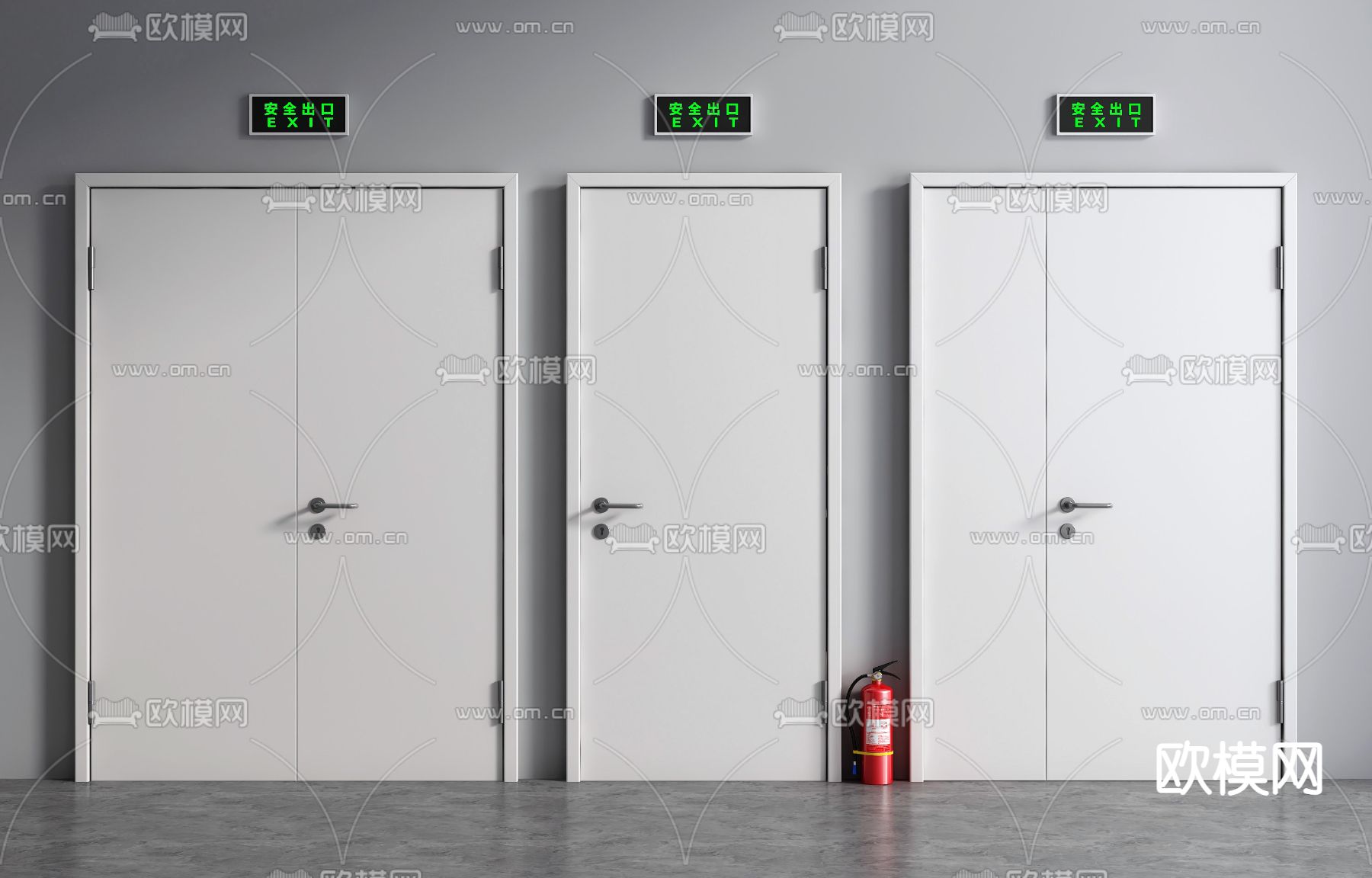 现代消防门防火门安全门3d模型下载