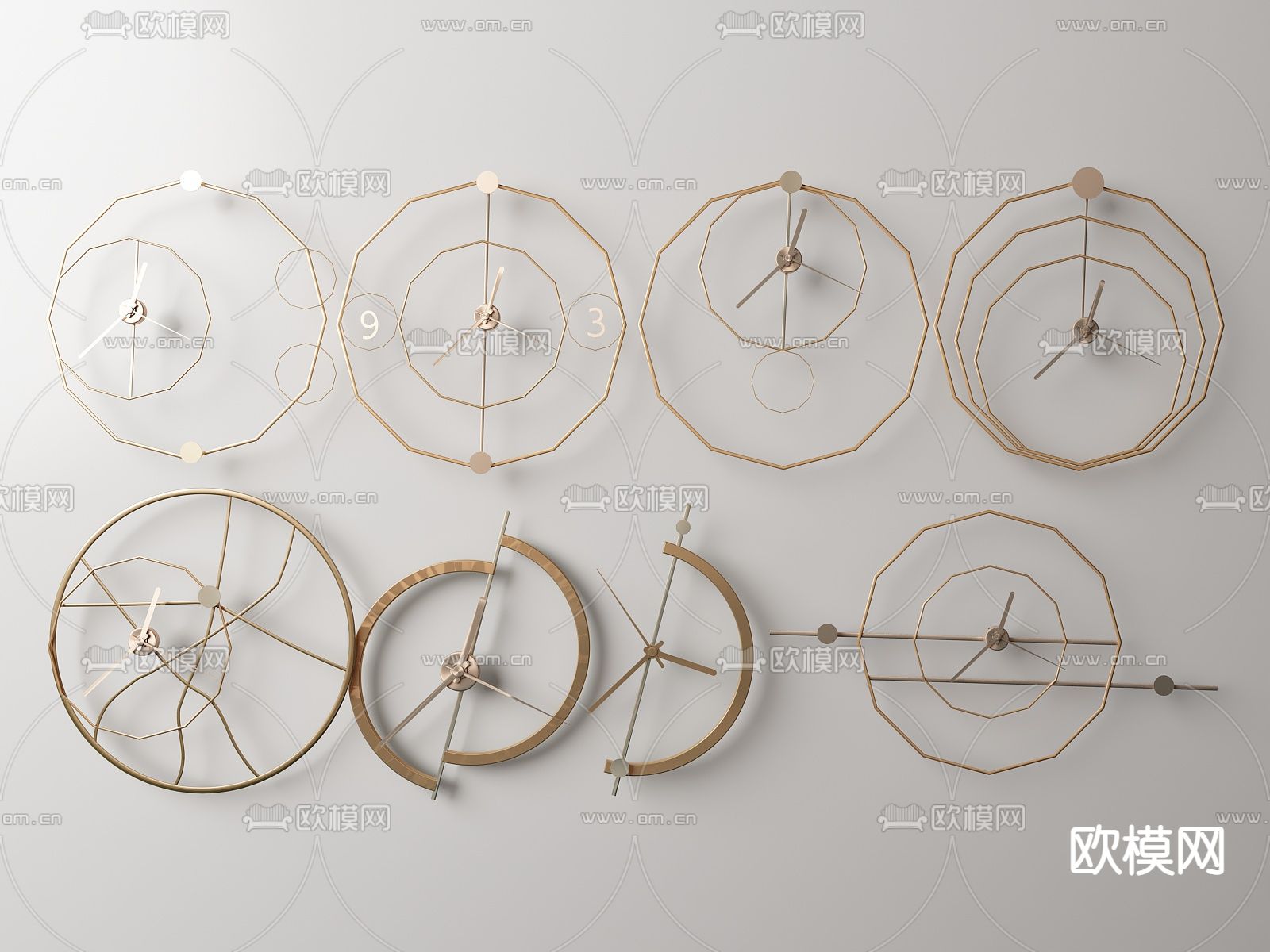现代金属墙钟su模型下载（渲染图1）