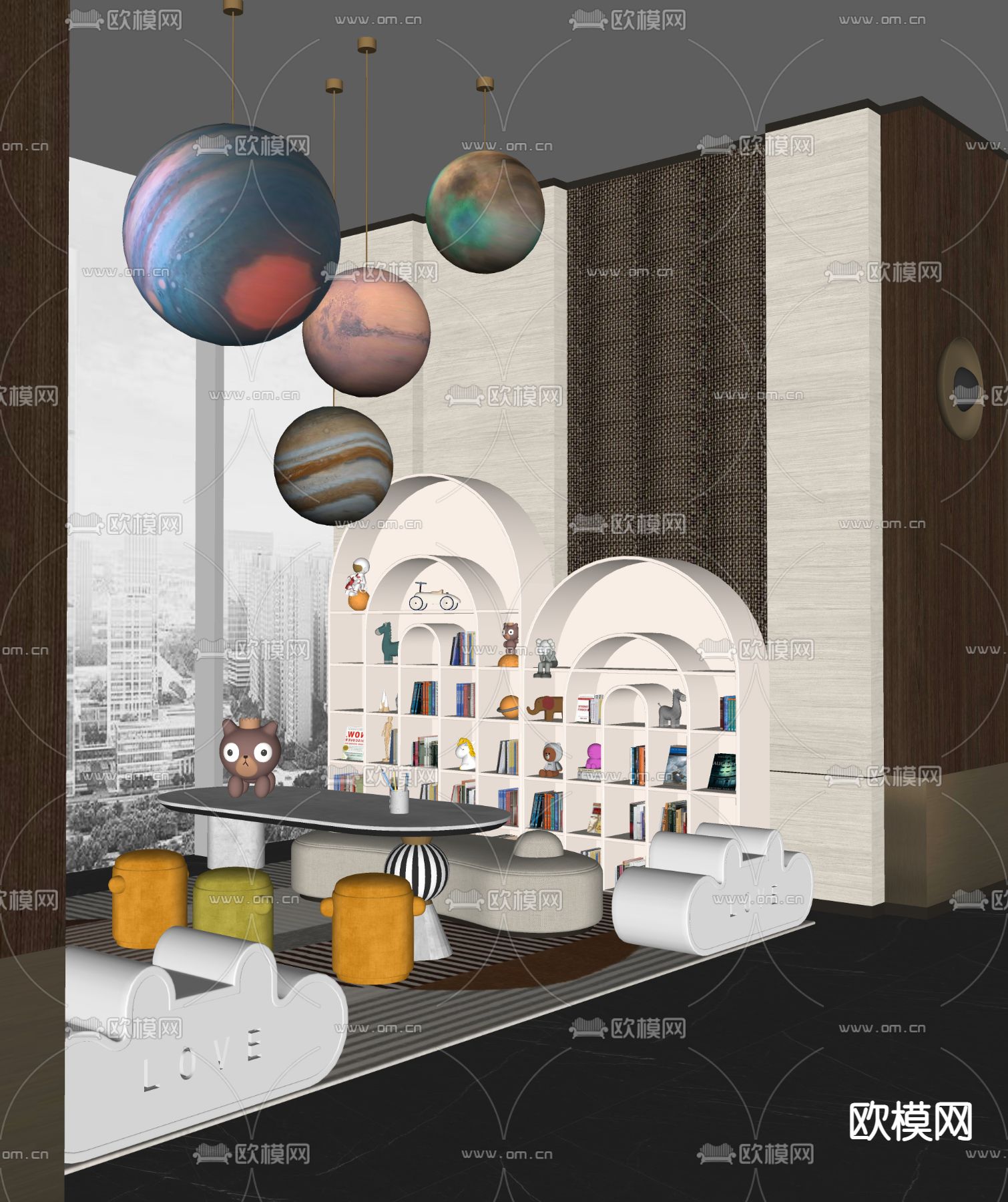 现代儿童娱乐区su模型下载（渲染图2）