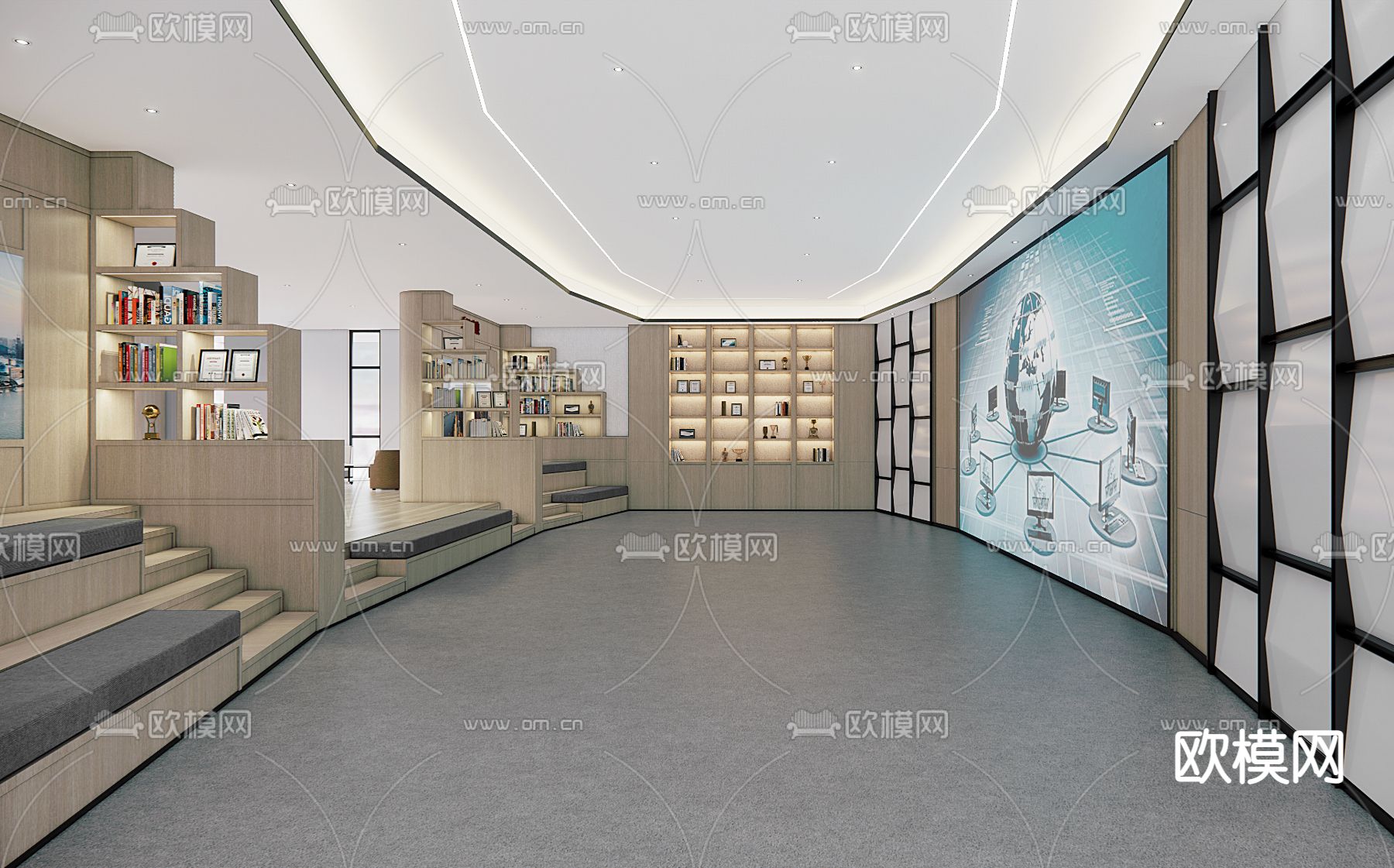 现代图书馆su模型下载（渲染图2）