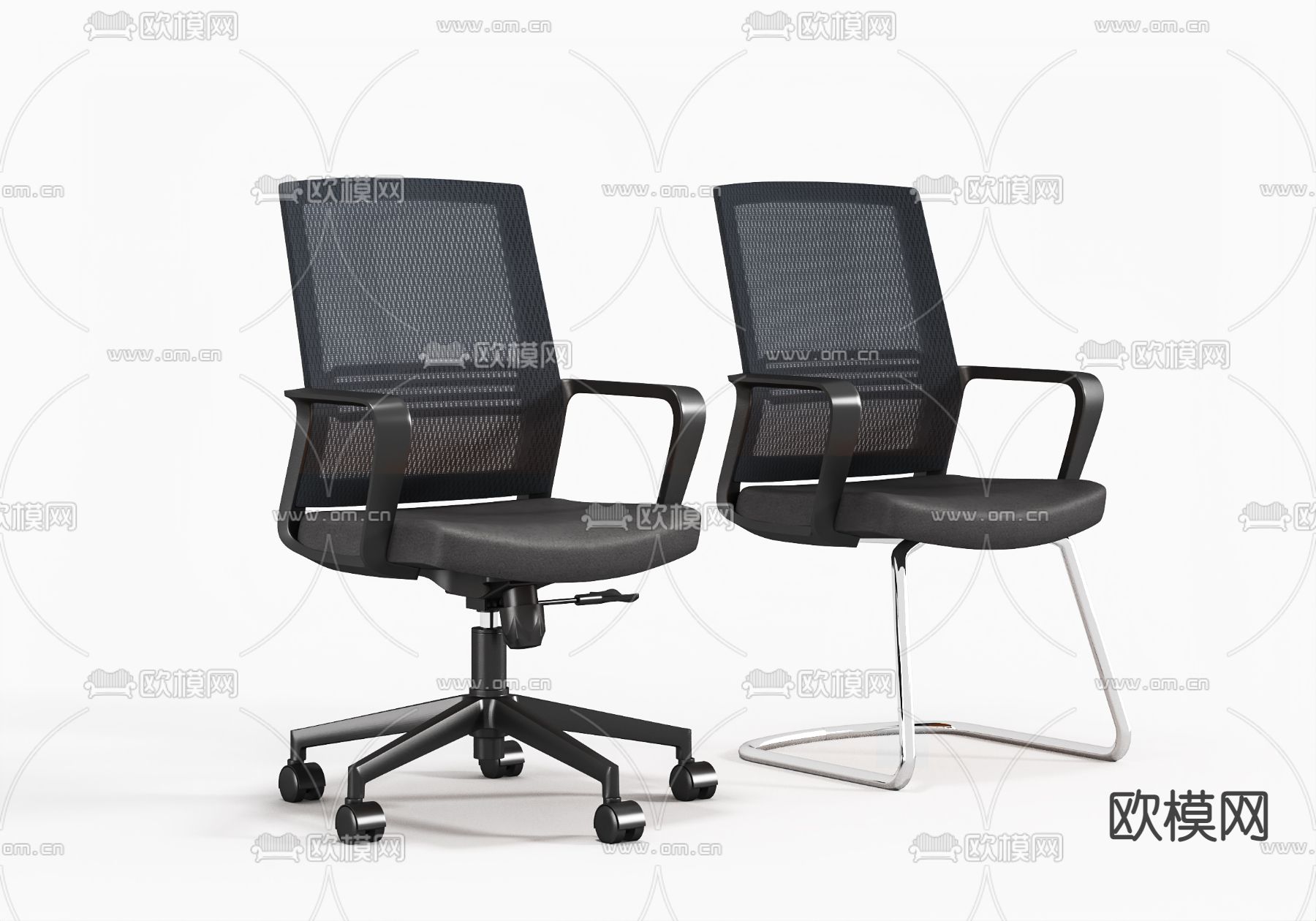 现代网布办公椅3d模型下载