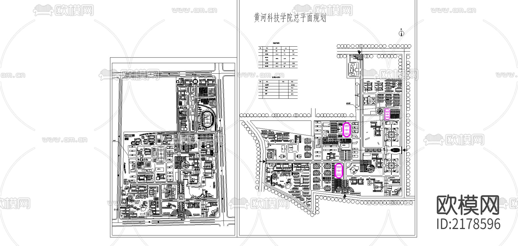 黄科大新校区规划平面图CAD施工图下载（渲染图1）