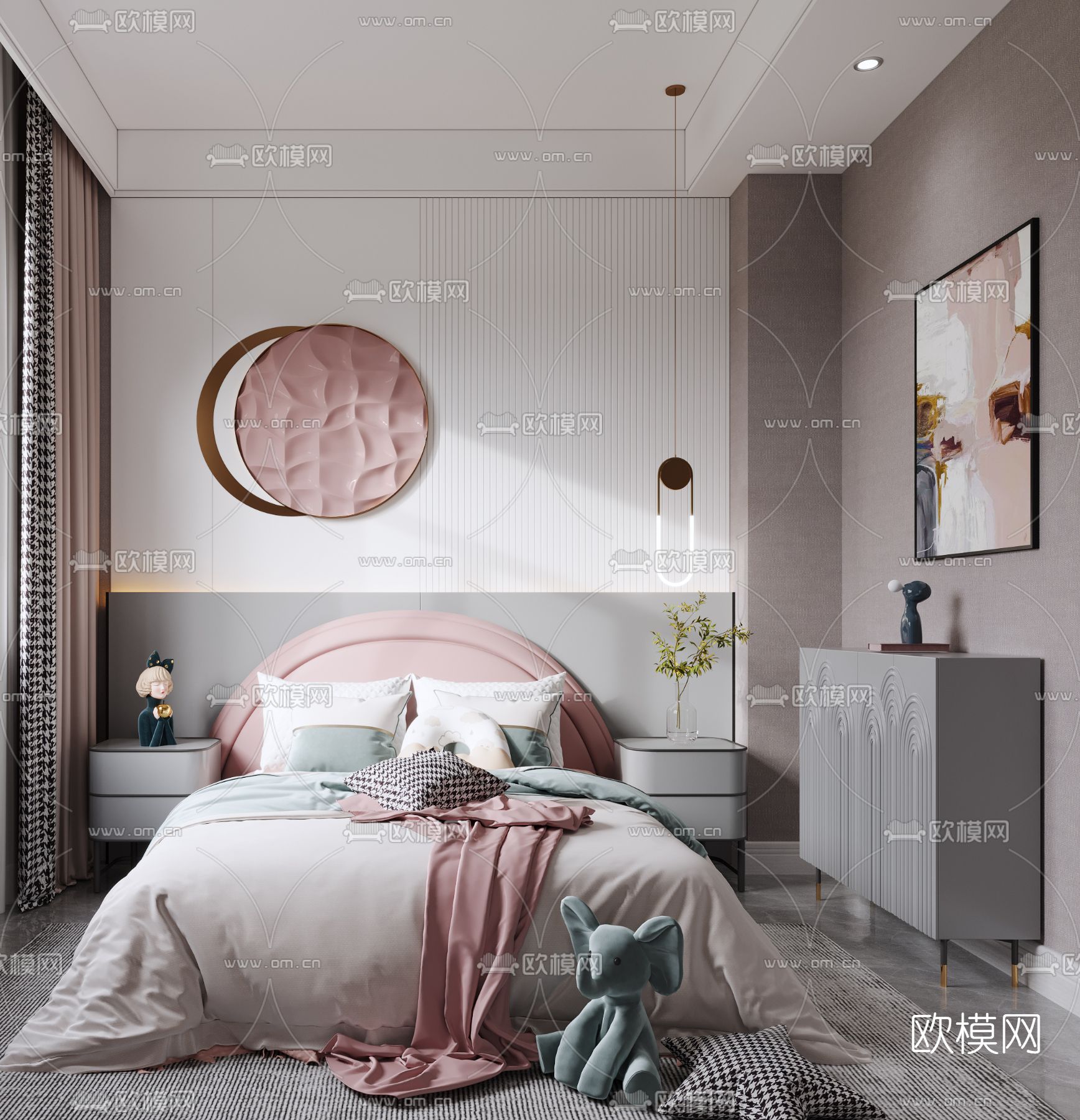 现代女孩房儿童房3d模型下载（渲染图2）