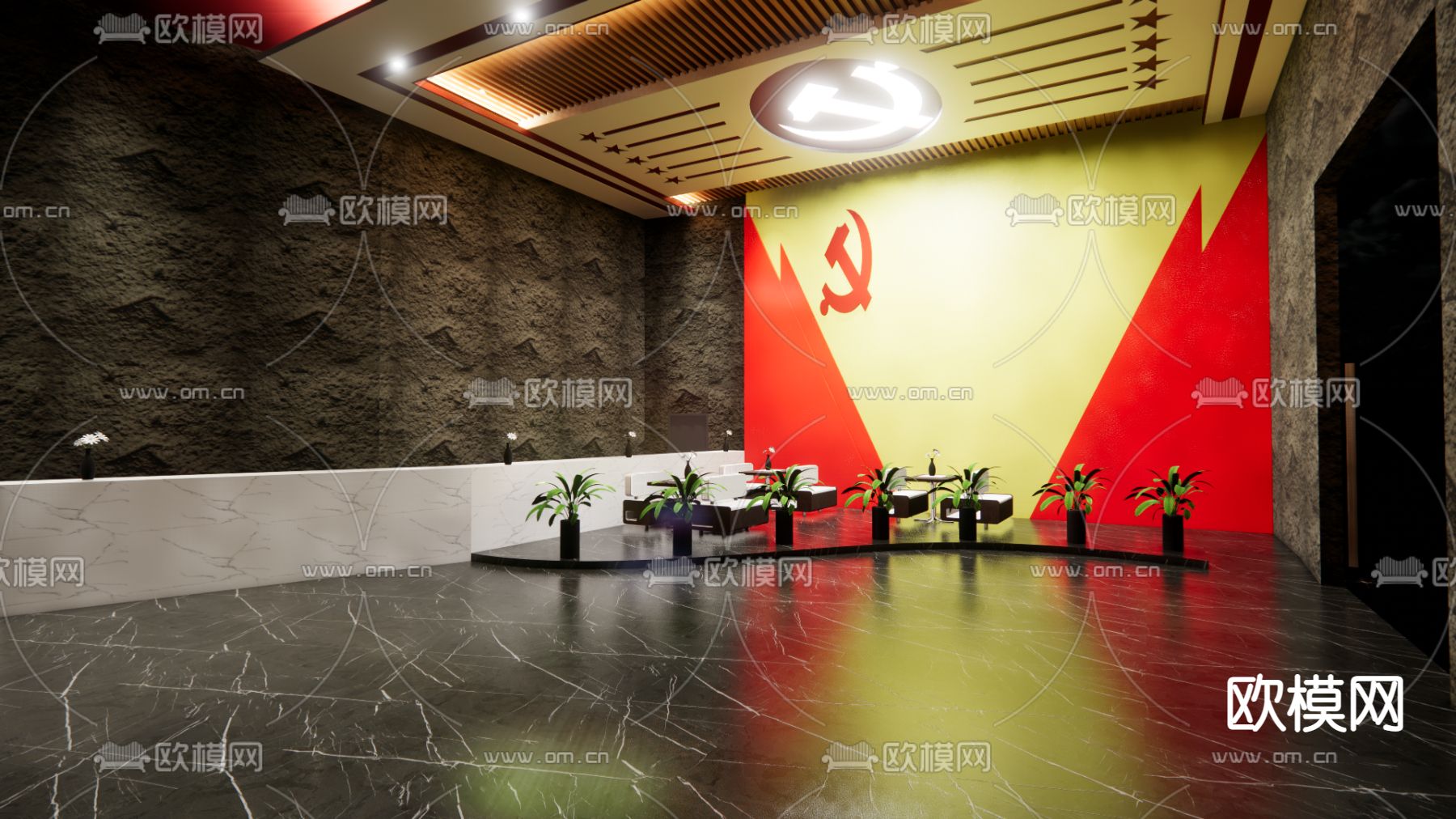 现代党史博物馆su模型下载（渲染图2）