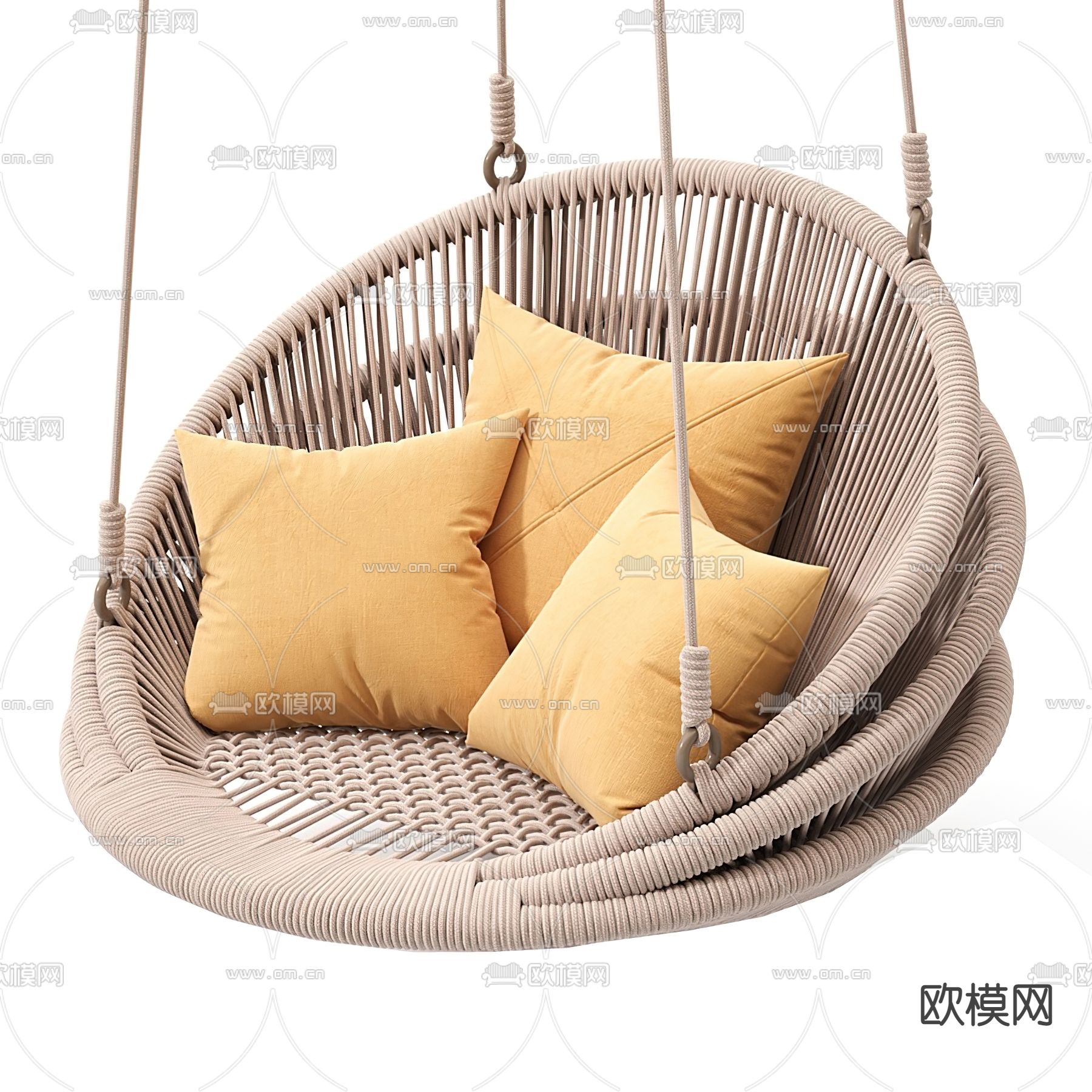 北欧藤编吊椅3d模型下载（渲染图2）