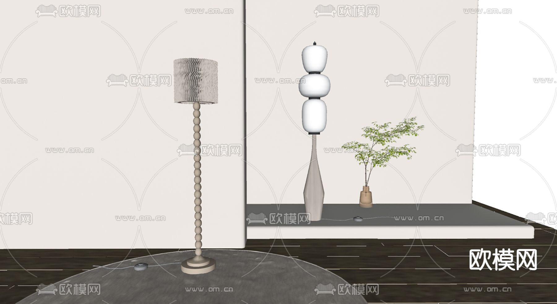 现代落地灯su模型下载（渲染图2）