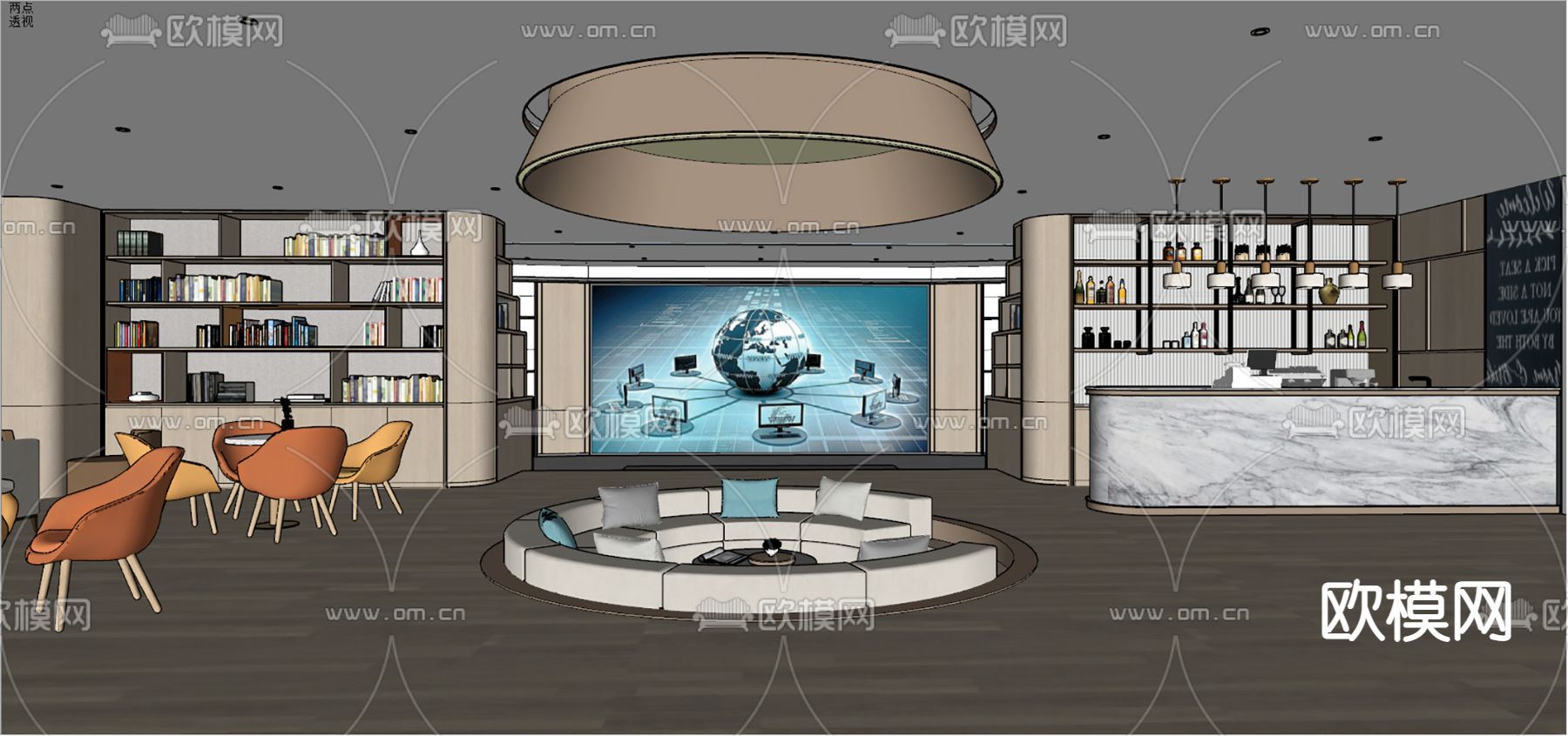 现代图书馆su模型下载（渲染图4）