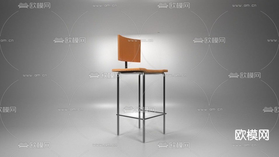 现代极简不锈钢实木吧台椅免费3d模型下载