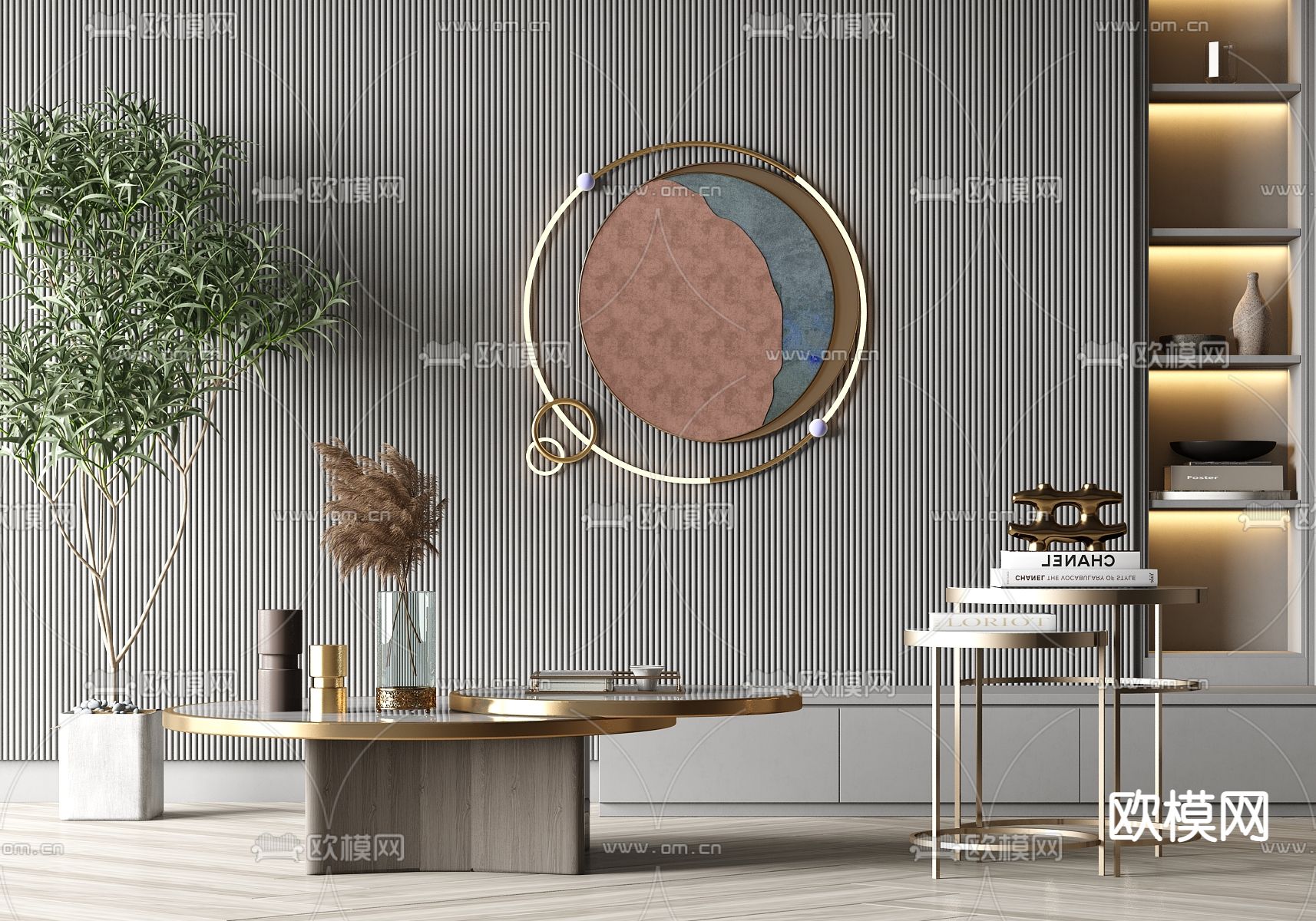 现代轻奢茶几su模型下载（渲染图1）