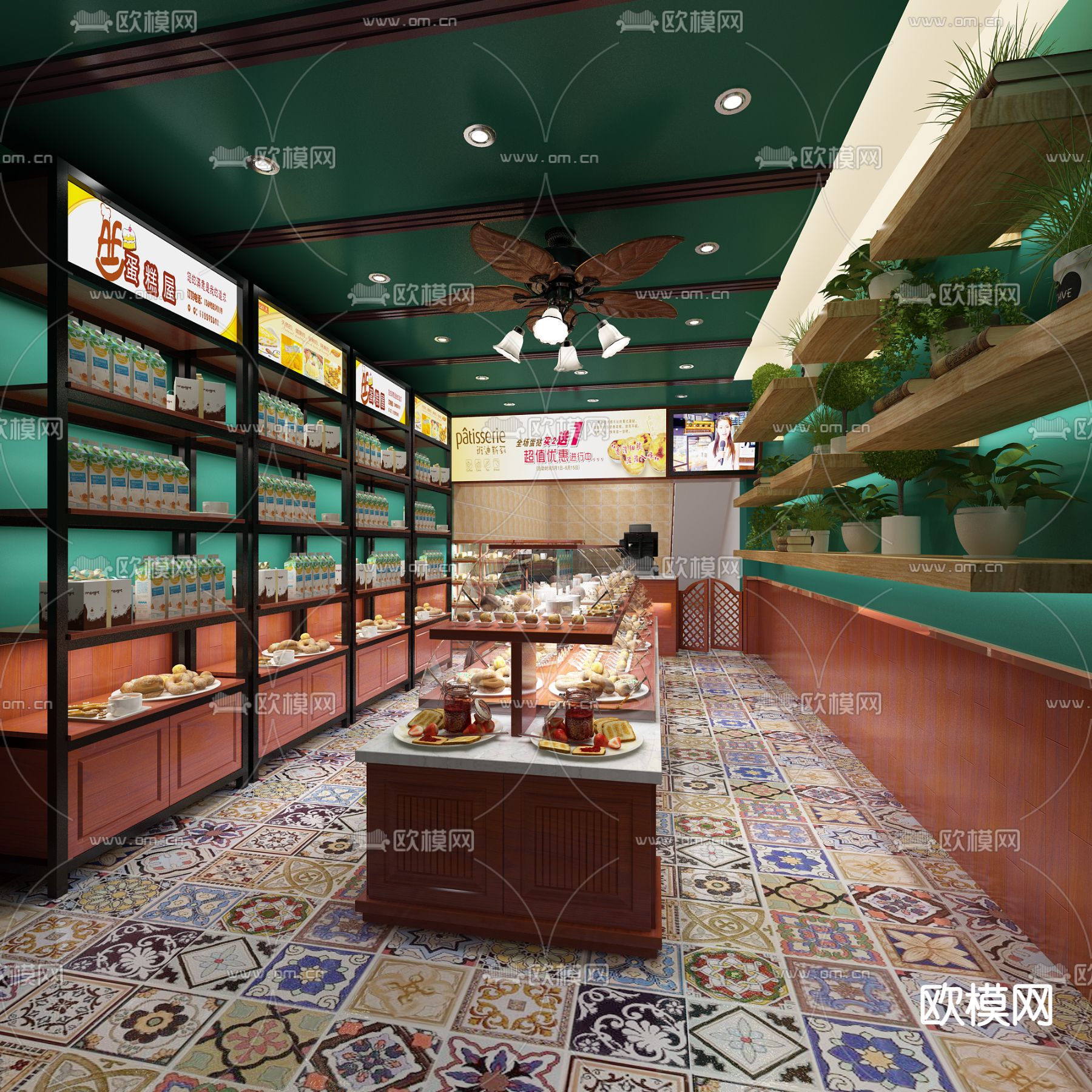 现代蛋糕店免费3d模型下载