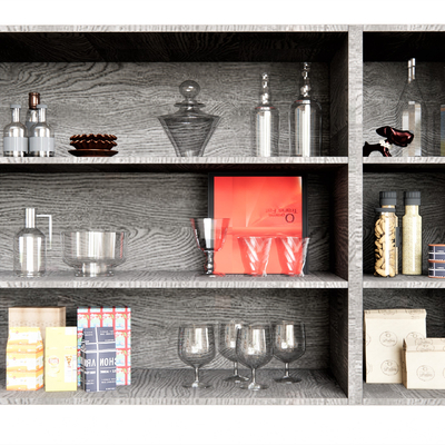  现代厨房玻璃杯子餐具su模型 