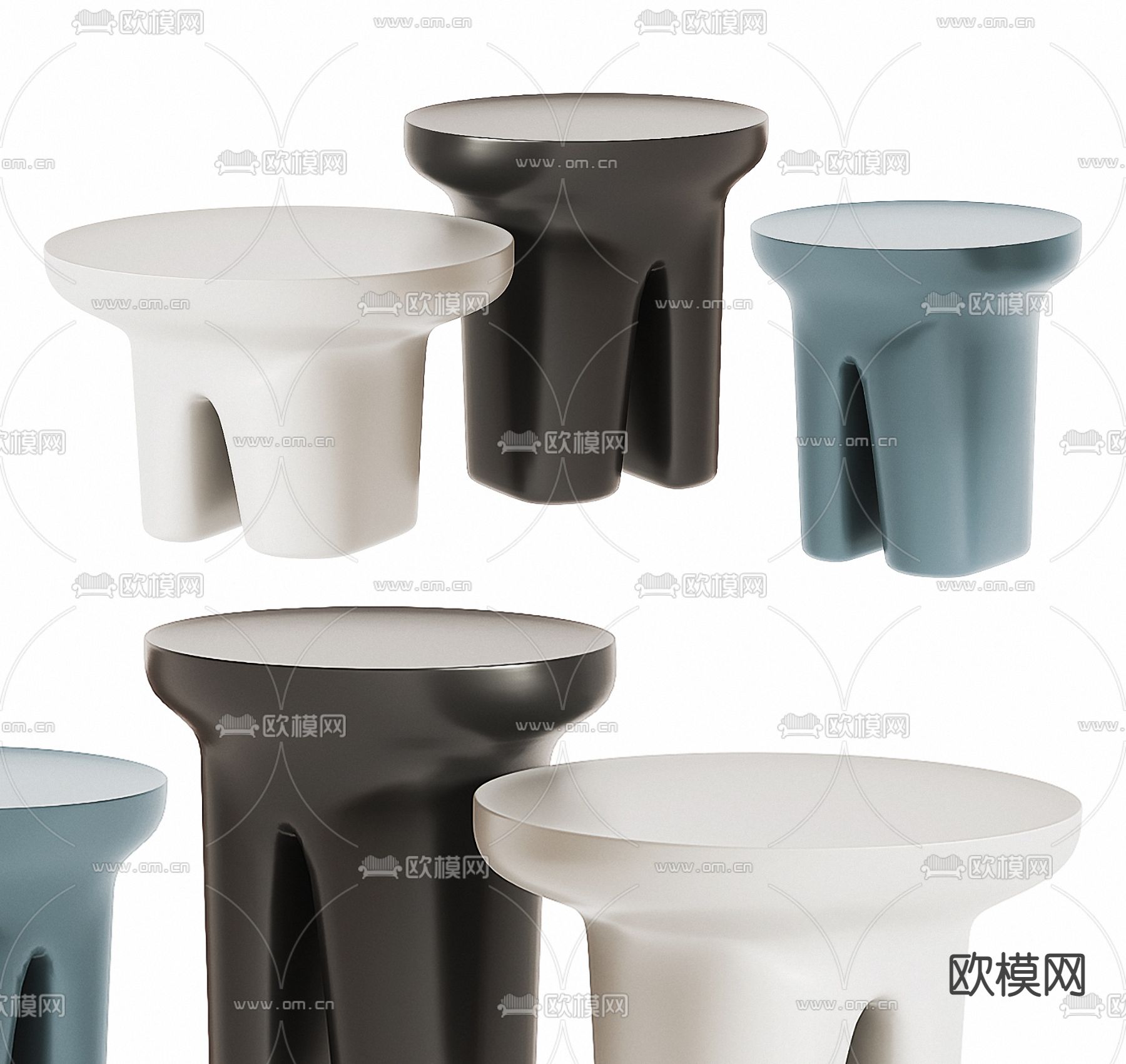 现代圆几边几3d模型下载