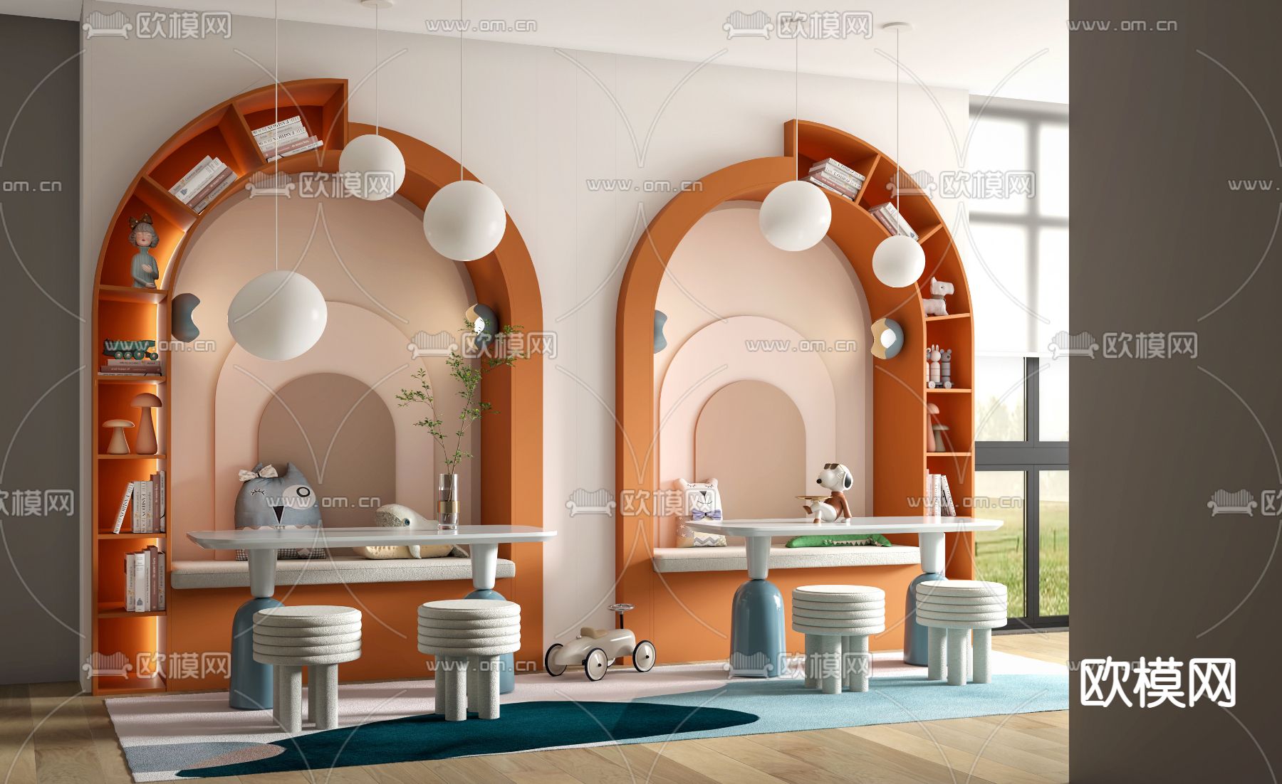 现代儿童娱乐区su模型下载（渲染图1）