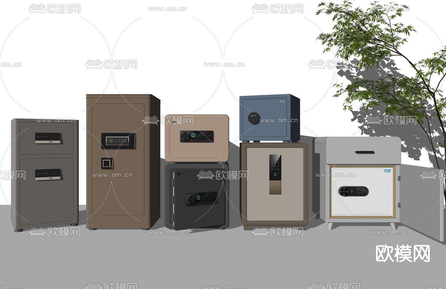 现代保险箱保险柜su模型下载（渲染图3）