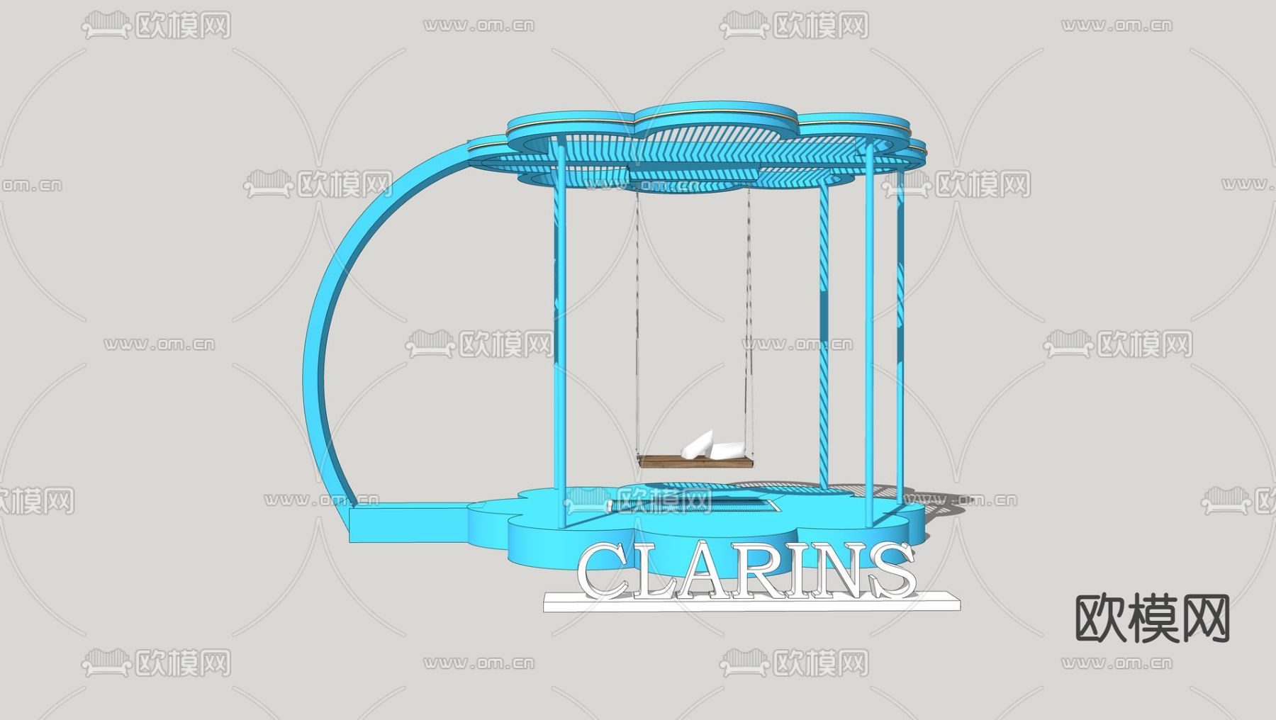 现代户外秋千吊椅su模型下载（渲染图3）