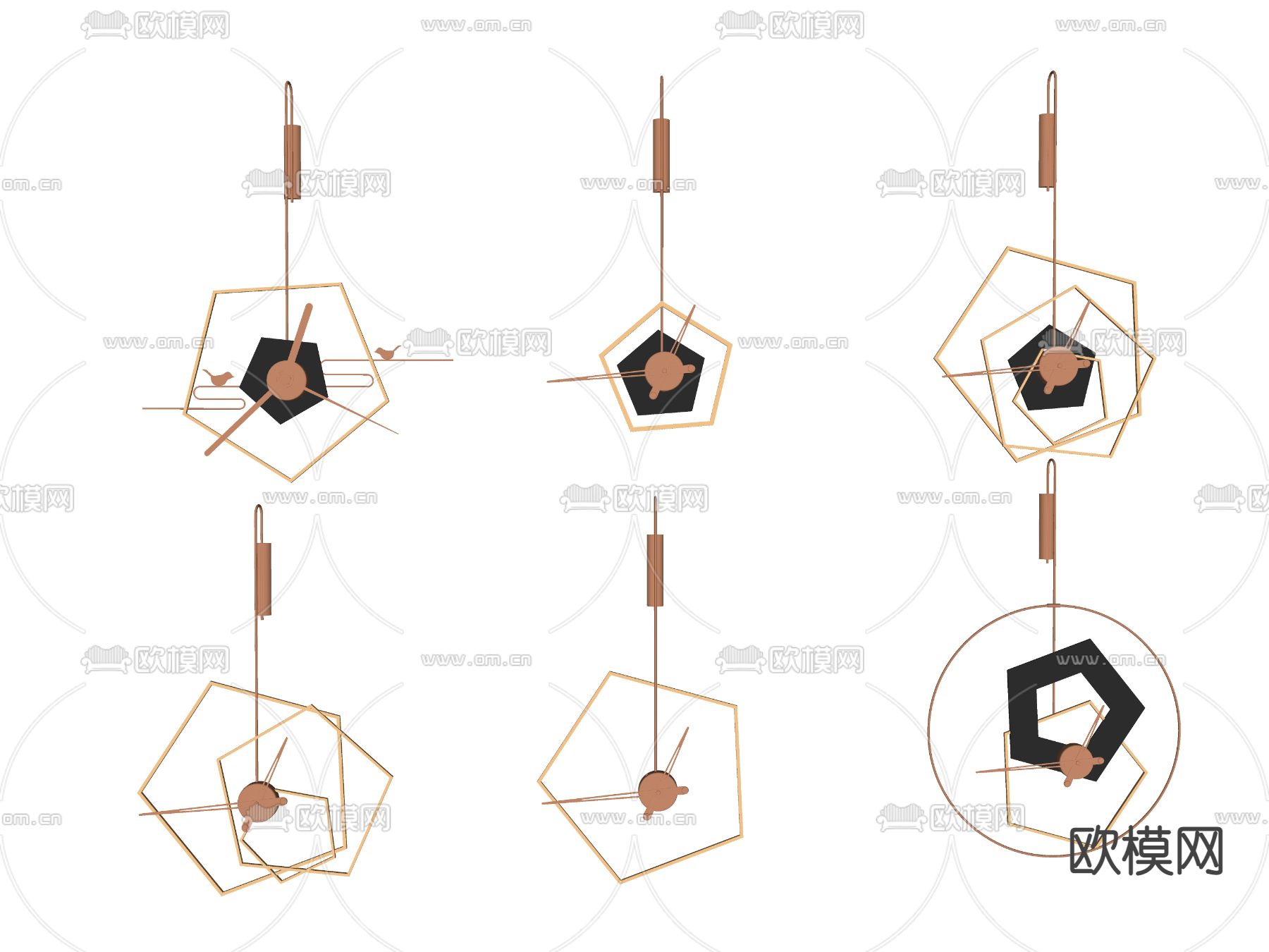 现代金属墙钟su模型下载（渲染图2）