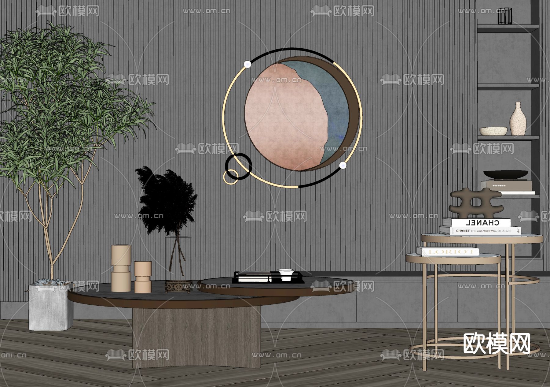 现代轻奢茶几su模型下载（渲染图2）