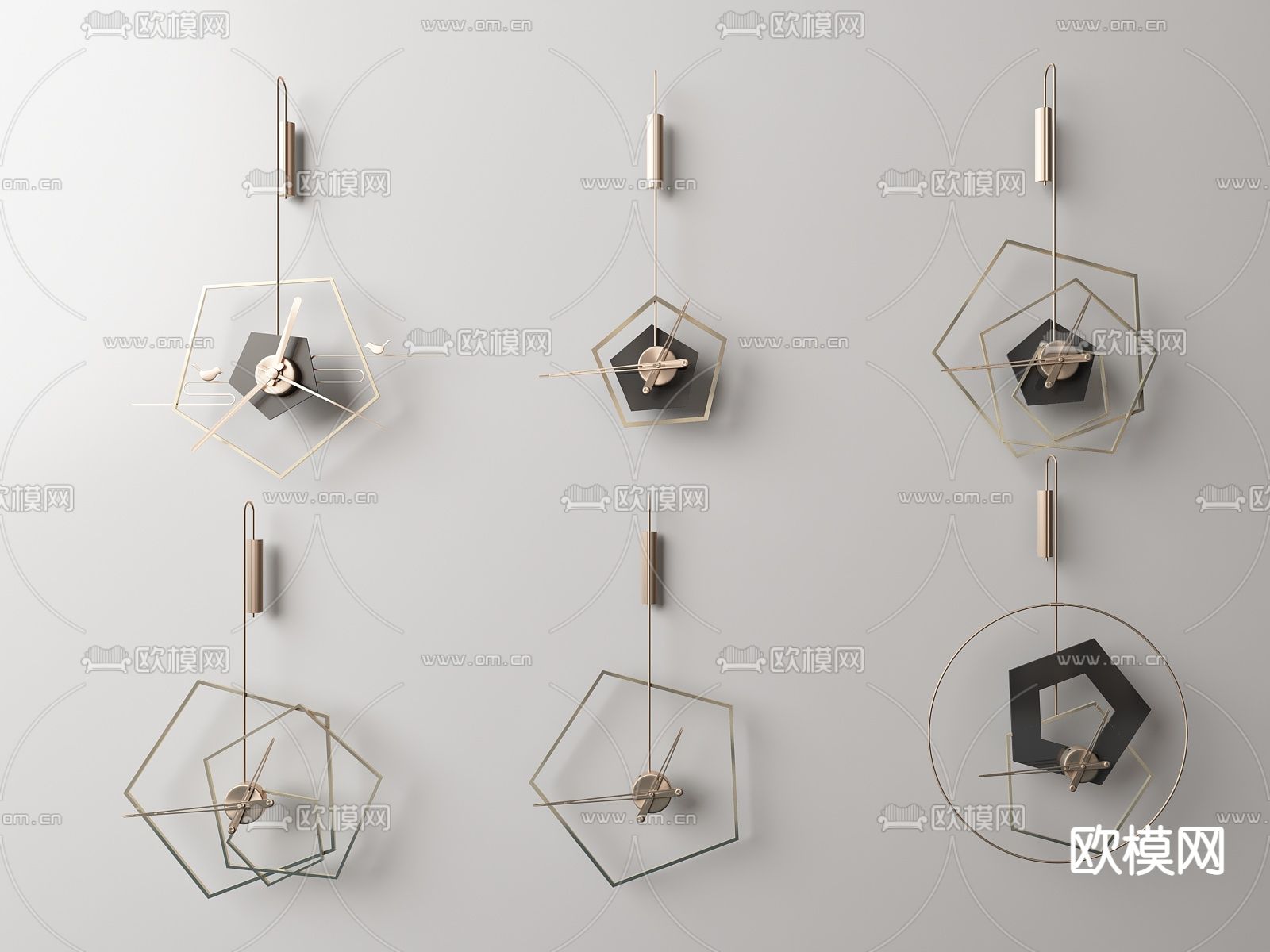 现代金属墙钟su模型下载（渲染图1）