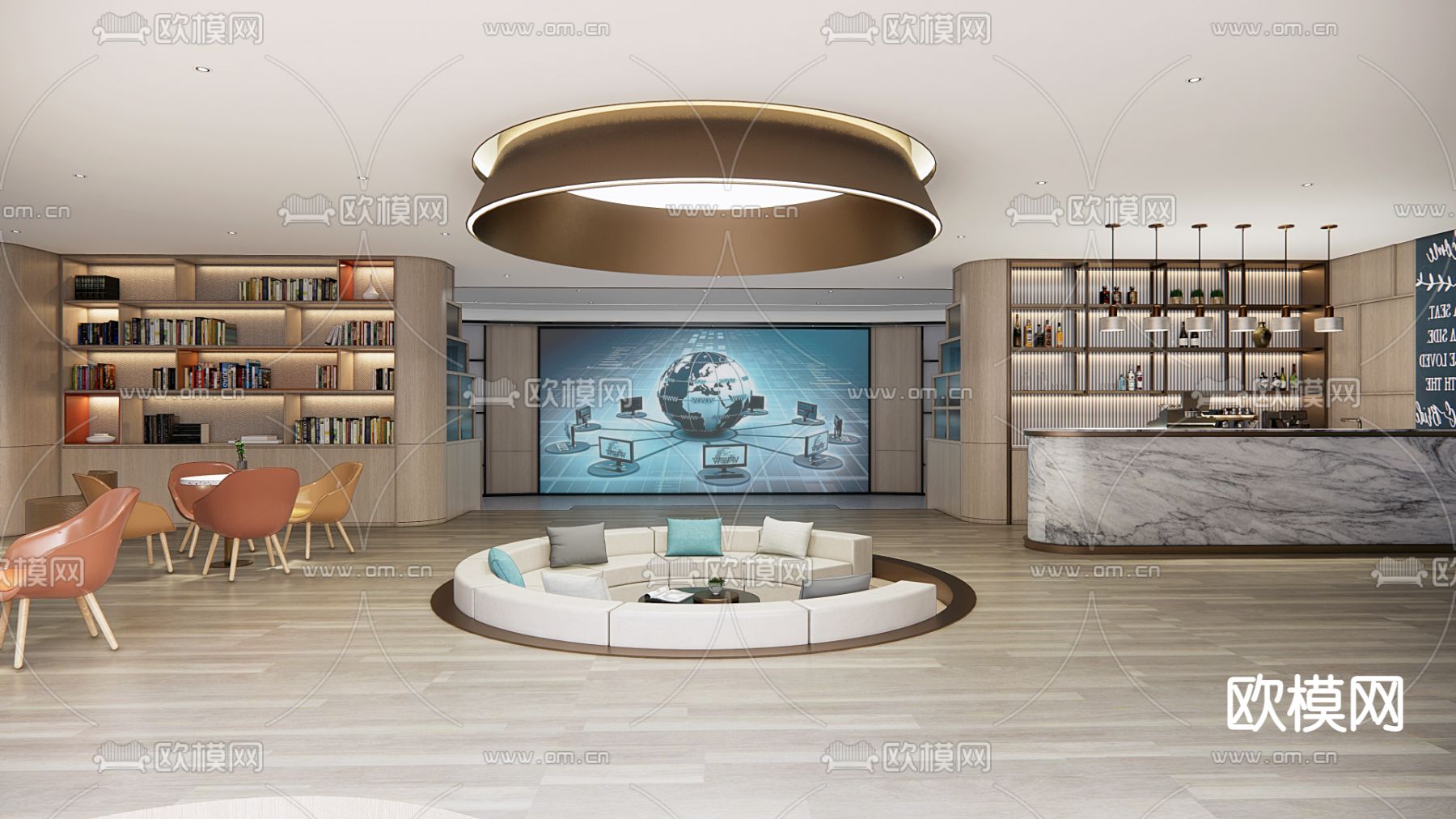 现代图书馆su模型下载（渲染图1）