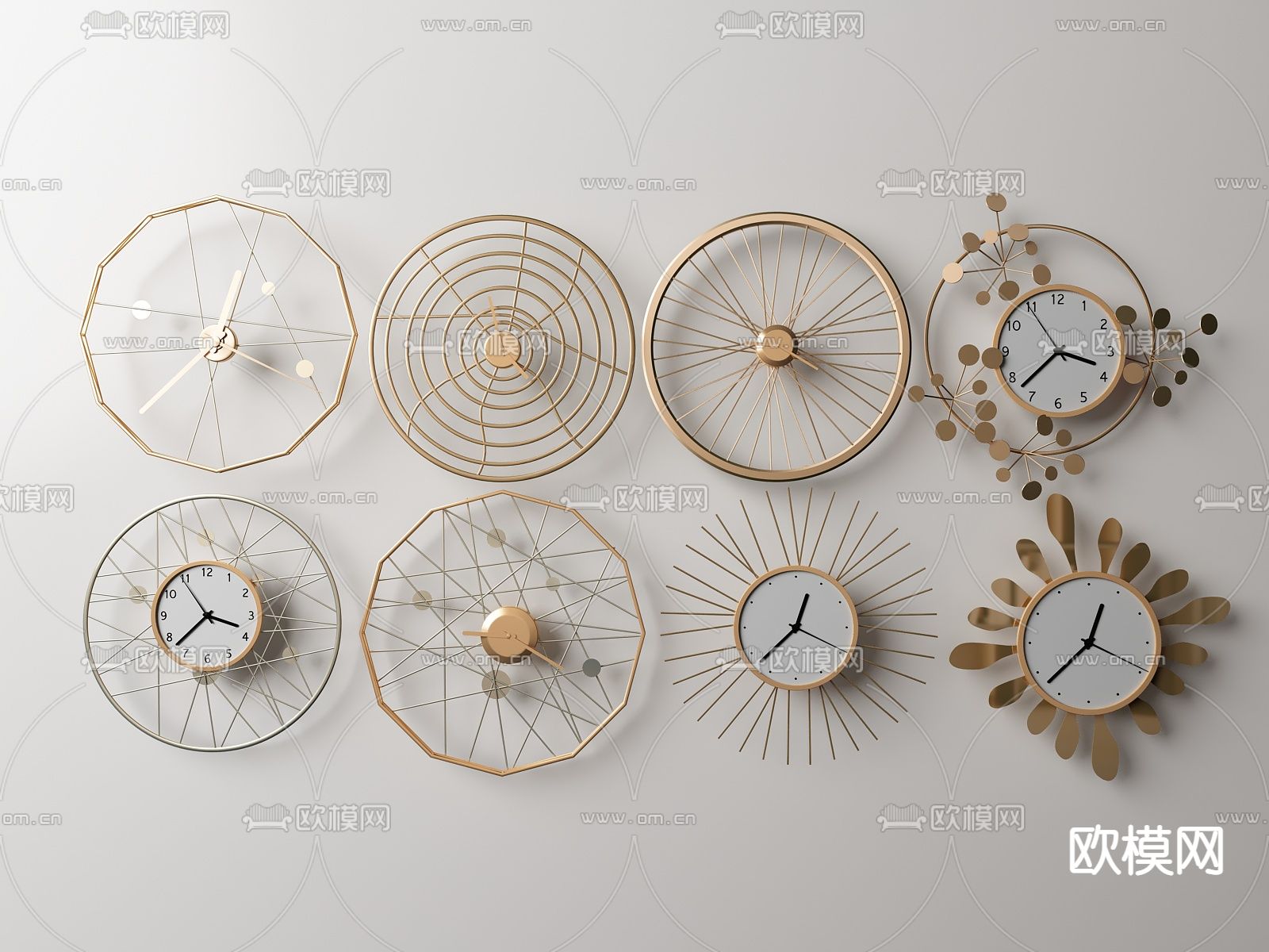 现代金属墙钟su模型下载（渲染图1）