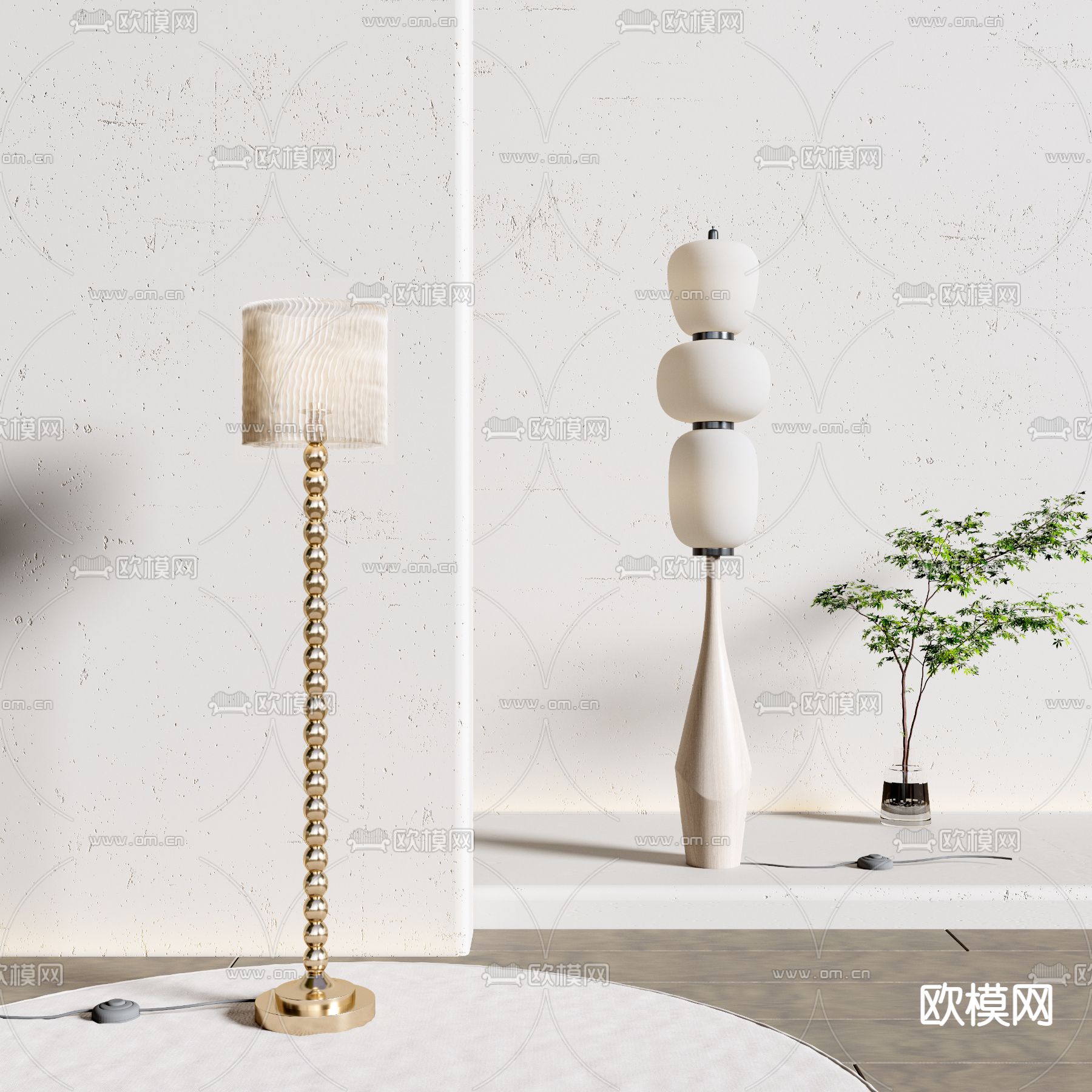 现代落地灯su模型下载（渲染图1）